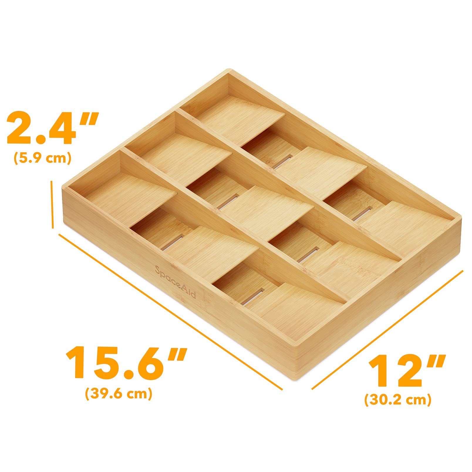 SpaceAid Bamboo Silverware Drawer Organizer with Labels - 9 Slot Kitchen Utensil Tray for Flatware, Cutlery, Spoons & Knives - Perfect for Drawer Storage Organization & Kitchen Countertop Decluttering