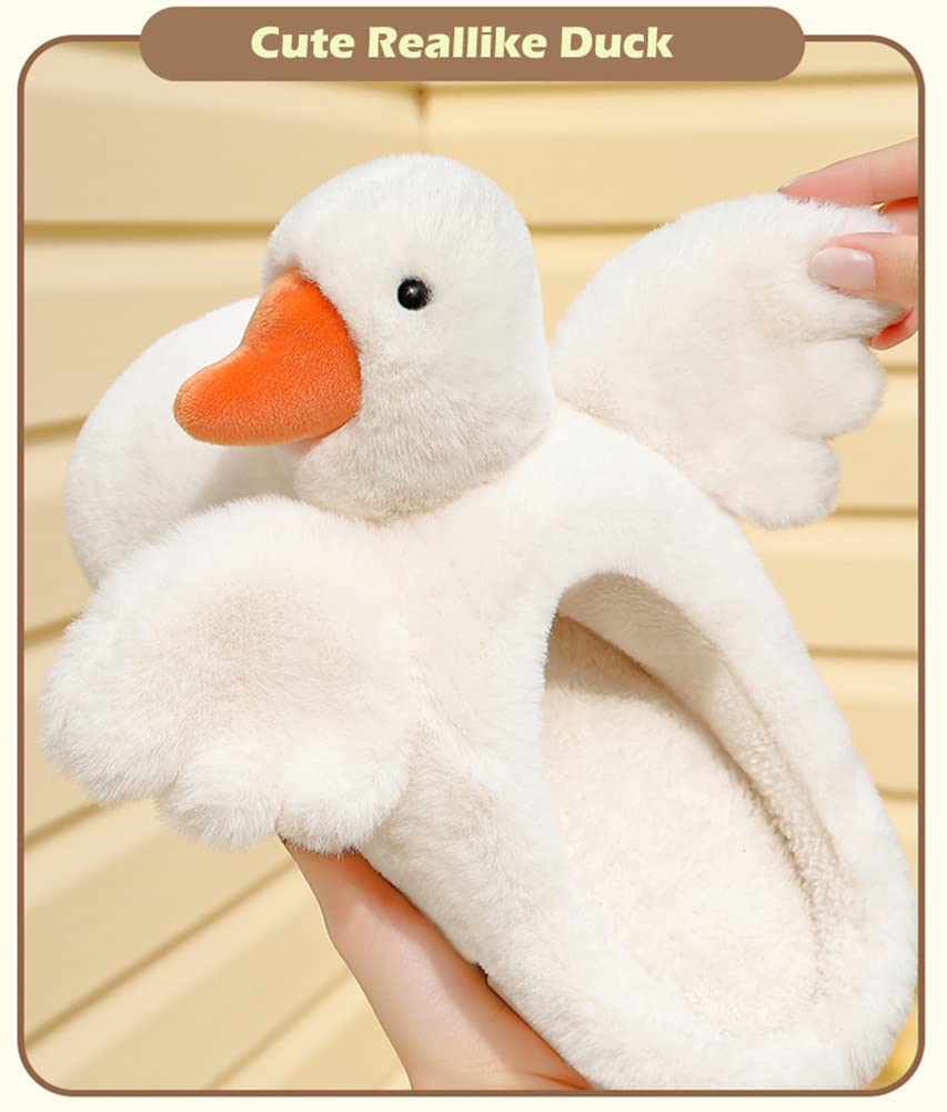 Fluffy Duck Slippers for Women & Men - Cute Animal House Shoes with Non-Slip Sole - Perfect for Bedroom, Thanksgiving, Christmas Gifts & Cozy Home Wear