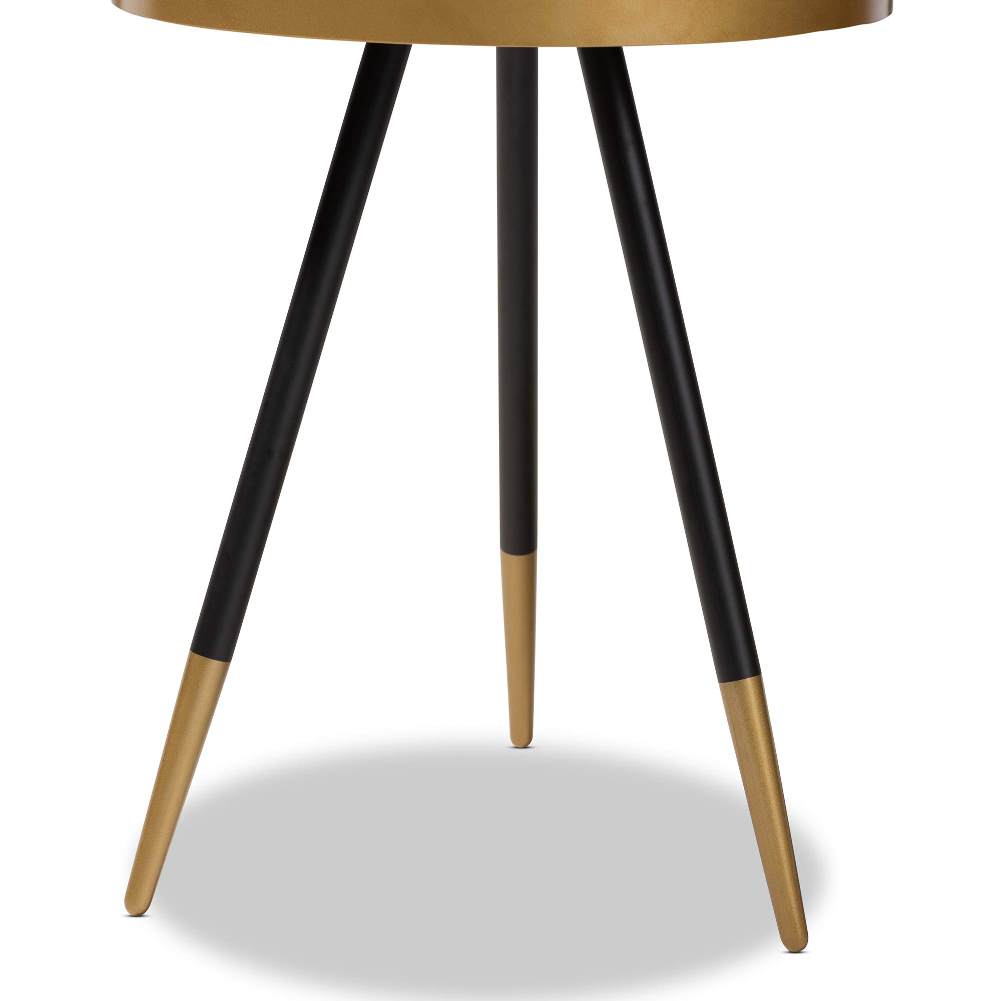 Baxton Studio Modern End Table - Walnut, Black & Gold Finish - Perfect for Living Room, Bedroom or Office Side Table