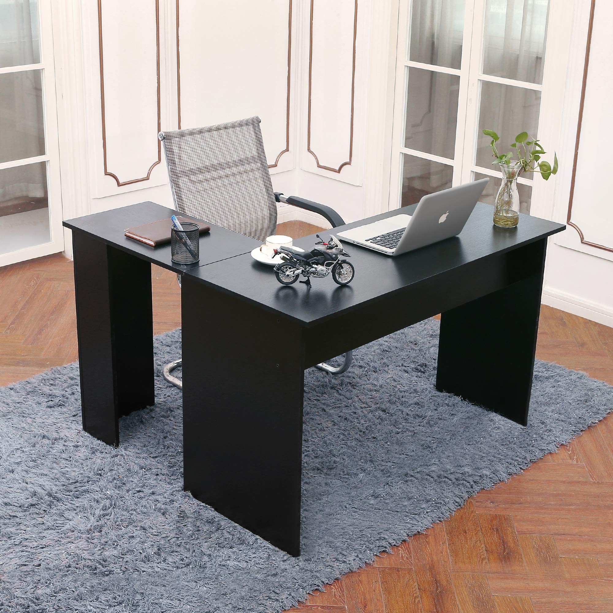 ivinta Small Corner Computer Desk - Modern L-Shaped Gaming & Writing Desk for Home Office - Space-Saving Workstation (Dark Brown, 44x58 inch) - Perfect for Small Spaces, Gaming Setups & Remote Work