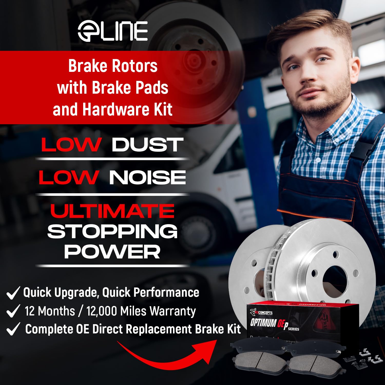 R1 Concepts Complete Front & Rear Brake Kit with Rotors and Pads - OE Performance Brake System - Fits 2006 Dodge Sprinter 3500 - Includes Hardware Kit for Easy Installation - Perfect for Heavy-Duty Towing and Commercial Fleet Maintenance