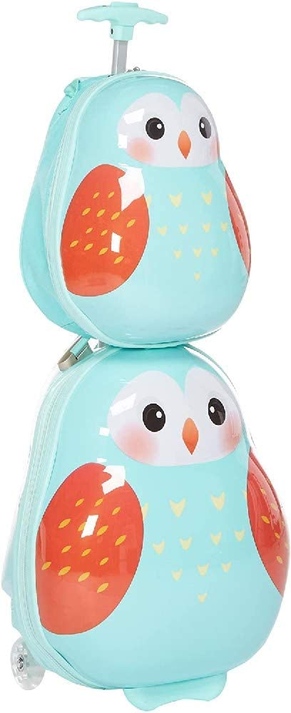 Heys Travel Tots Owl Kids Luggage - Cute Owl Design Carry-On Suitcase for Children, Perfect for Airplane Travel, Road Trips & Sleepovers