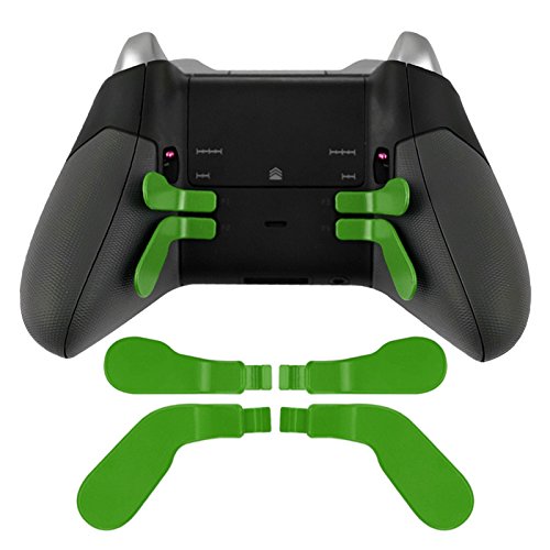 4PCS Replacement Handle Metal Paddles & Buttons with Hair Trigger Locks for Xbox One Elite Controller (Green) - Perfect for Competitive Gaming & Enhanced Performance