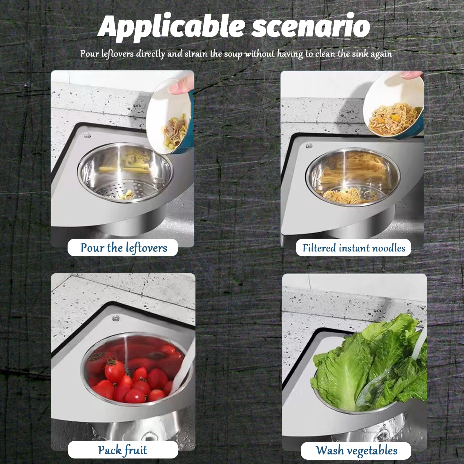 Stainless Steel Kitchen Sink Filter Basket - Hanging & Vertical Design for Food Waste, Vegetable & Fruit Cleaning | Durable Sink Strainer for Easy Kitchen Cleanup (1-Pack)