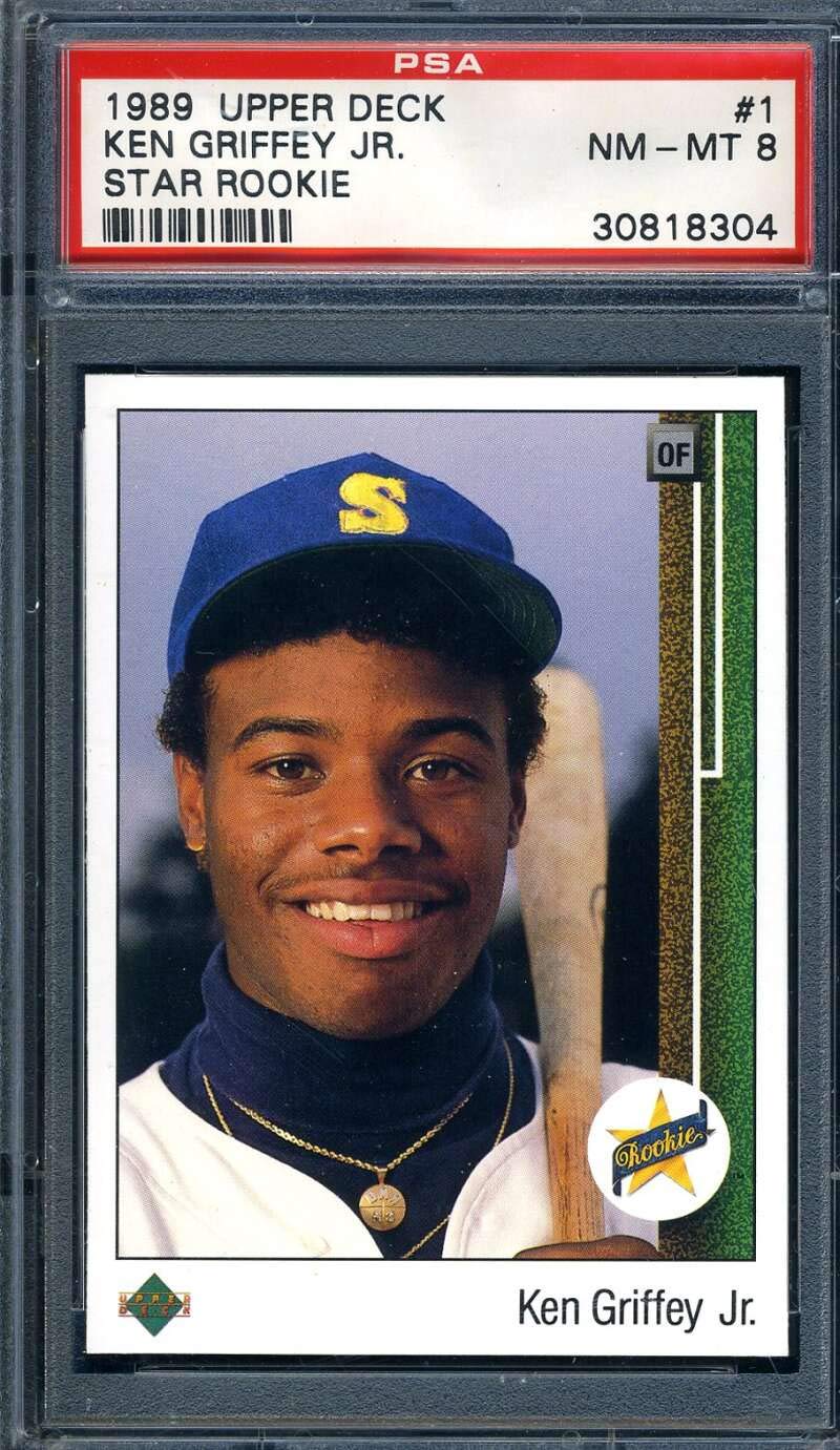 Ken Griffey Jr 1989 Upper Deck Rookie Card PSA NM-MT 8 Grade - Perfect for Baseball Memorabilia Collectors & Sports Fans Display