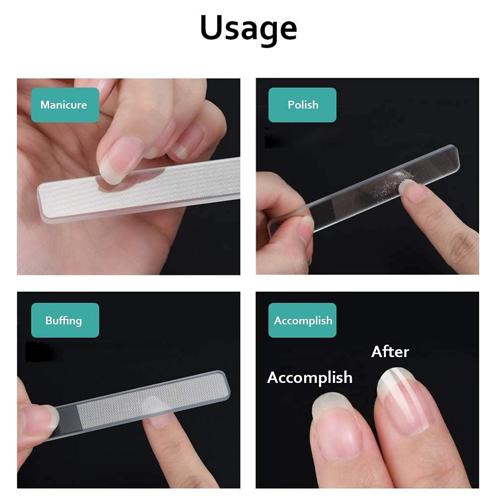 VOIISH Glass Nail Shiner - Crystal Nano Glass Nail Files for Natural Nails, Smooth Nail Buffer & Polisher for Fingernails & Toenails, Durable Nail Shaper & Filer Tool - Perfect for At-Home Manicures, Salon Use & Travel Nail Care