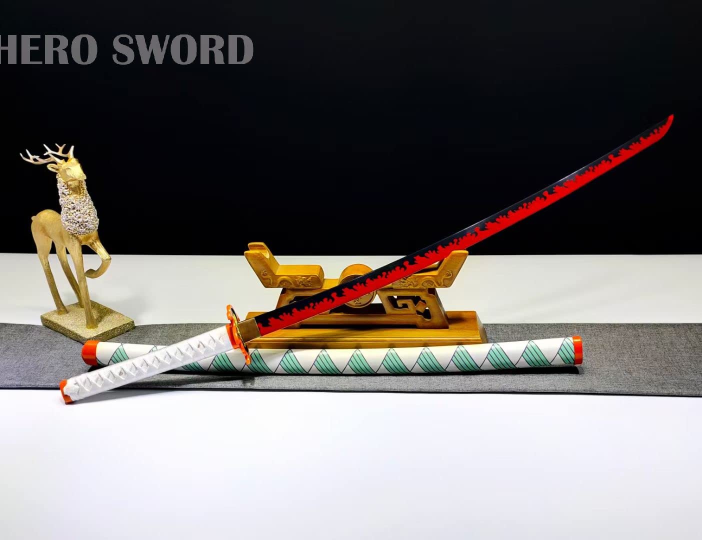 Handmade 1095 High Carbon Steel Demon Slayer Katana Sword - HERO SWORD Agatsuma Zenitsu Cosplay Knife, Sharp Japanese Anime Sword Real Weapon for Collectors, Martial Arts Training & Anime Conventions