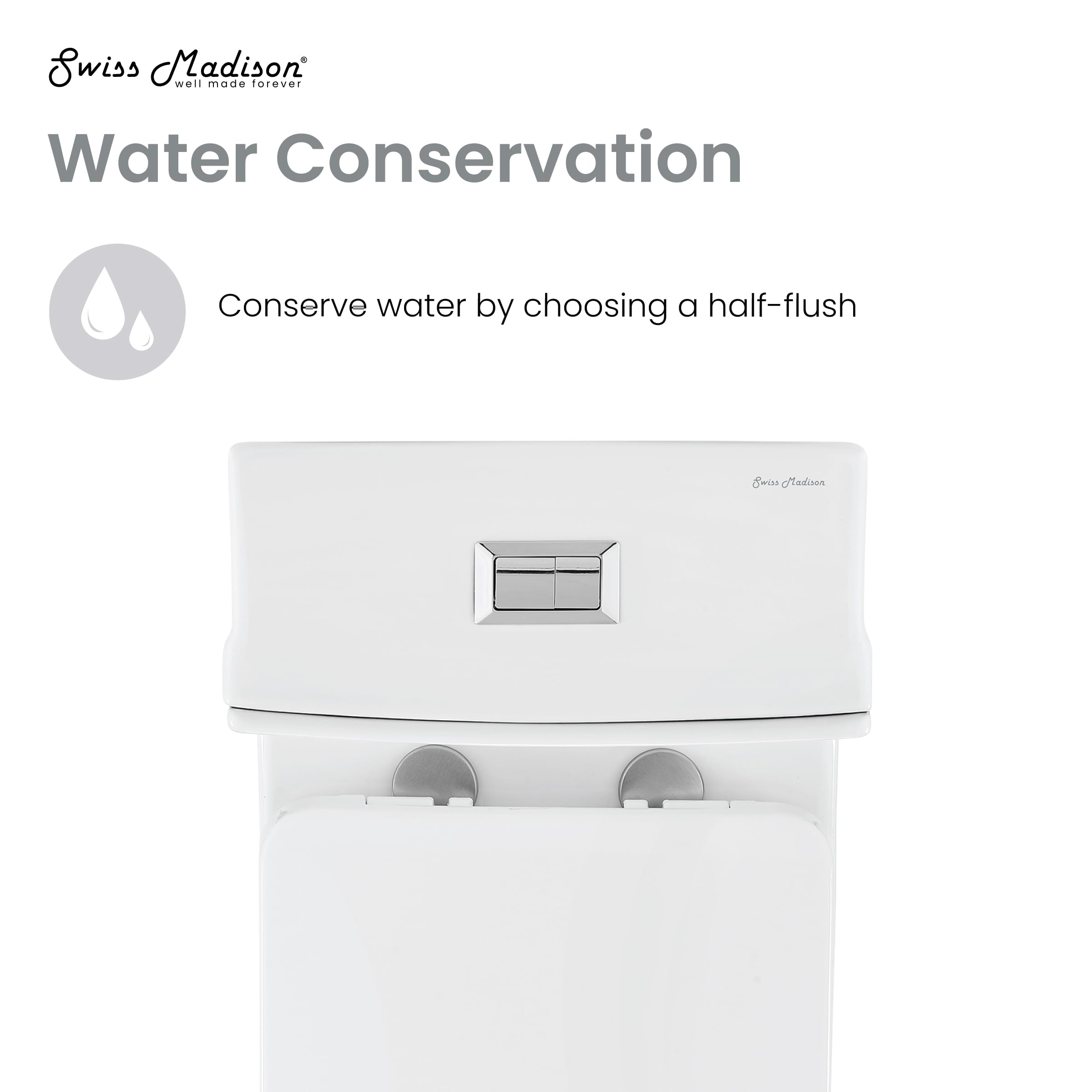 Swiss Madison Concorde One Piece Toilet - Glossy White, Elongated Bowl, Comfort Height, Water Efficient 1.28 GPF - Perfect for Modern Bathrooms, Small Spaces & Water Conservation
