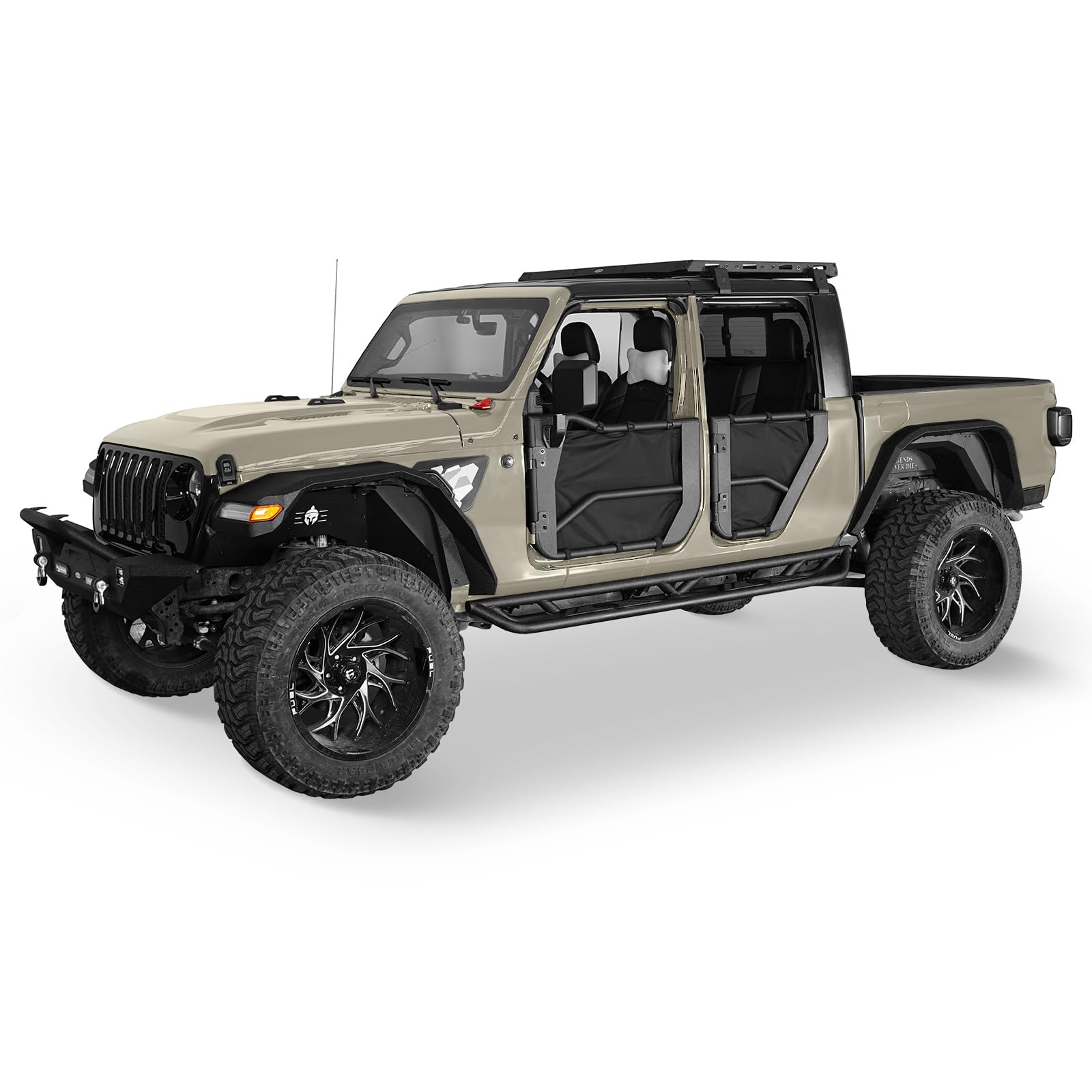 Hooke Road Gladiator Running Boards - Heavy Duty Side Step Slider Nerf Bars for Jeep Gladiator JT (2020-2025) | Off-Road Protection & Easy Entry Access | Perfect for Adventure, Camping & Daily Driving