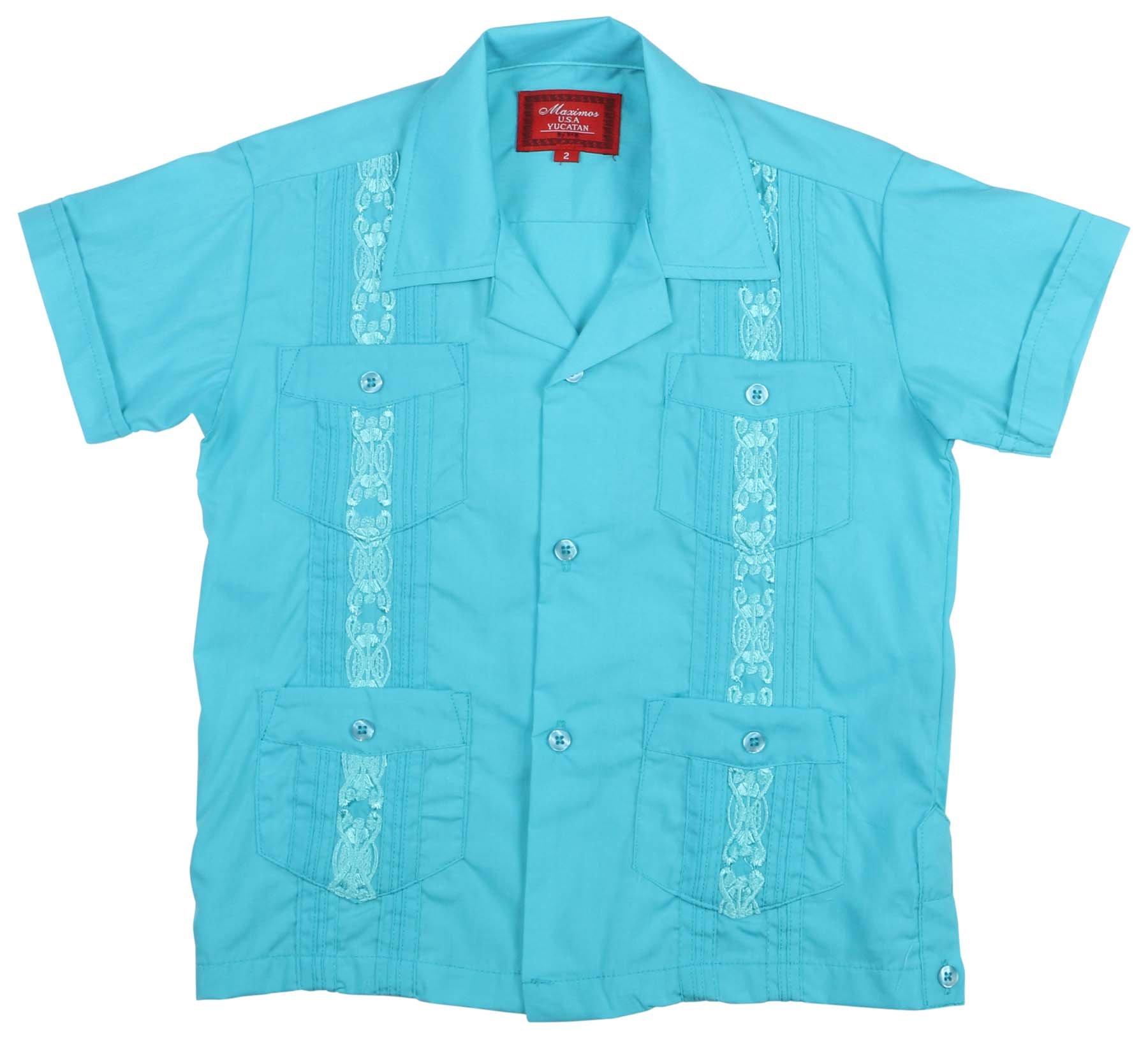 9 Crowns Essentials Boys' Guayabera Button Down Shirt - Stylish Casual Shirt for Kids, Perfect for Parties, Weddings & Summer Outfits
