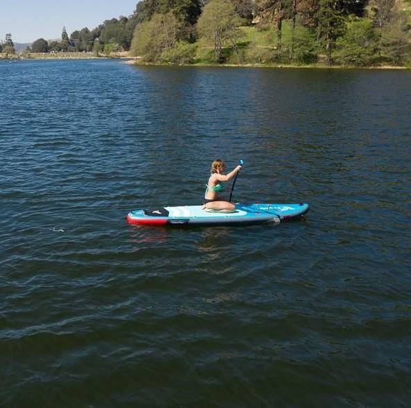 Freein 11' Explorer Inflatable Stand Up Paddle Board with Dual Action Pump & Camera Mount - Light Blue SUP Package for Lakes, Rivers & Ocean Paddling