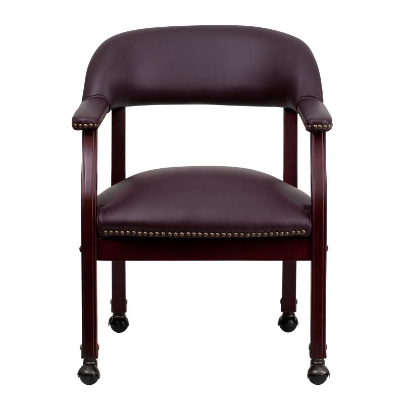 Premium FLASH Leather Office Conference Chair with Accent Nailhead Trim & Smooth-Rolling Casters - Ergonomic Executive Desk Chair for Home Office, Conference Rooms & Professional Workspaces