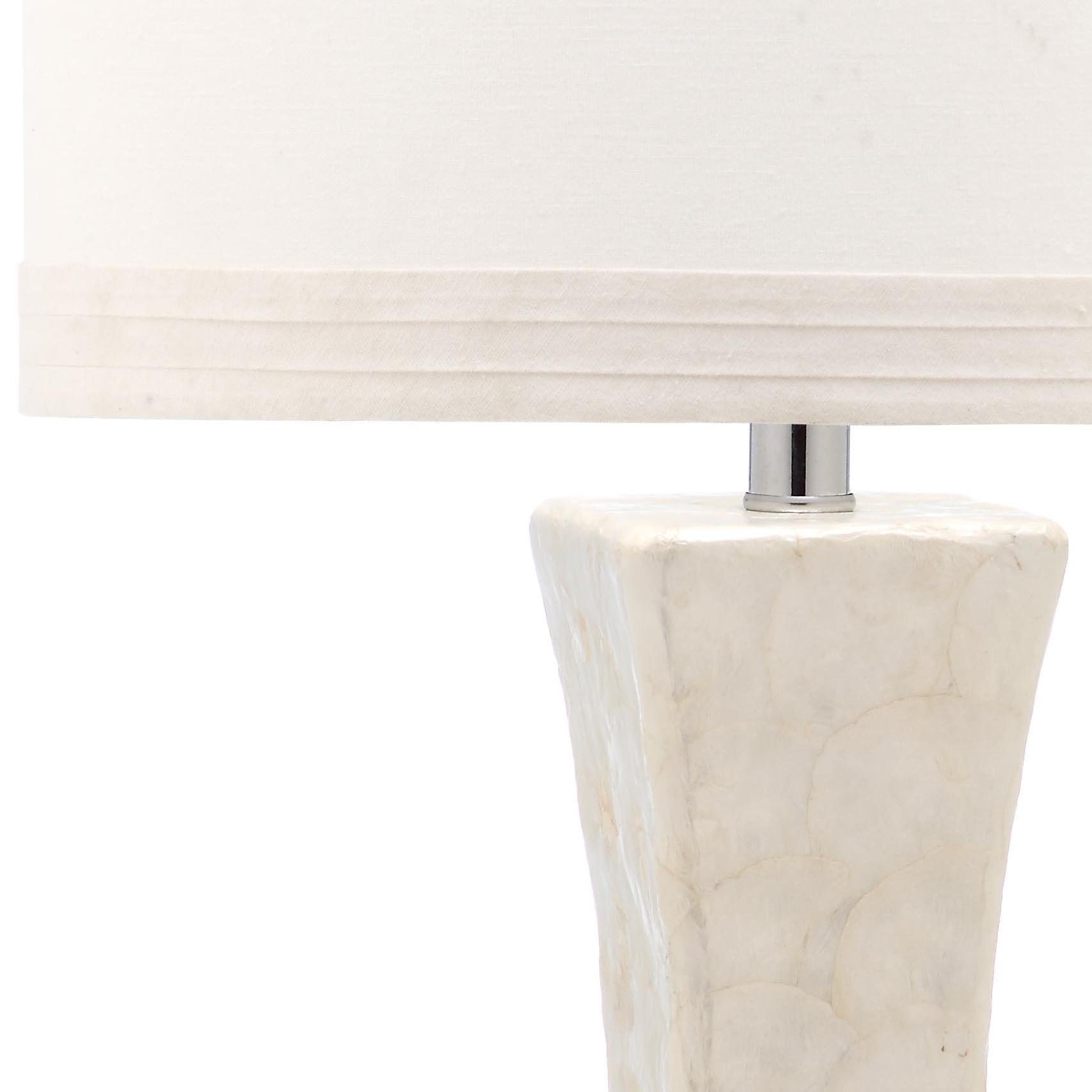 SAFAVIEH Shelley 31-inch Coastal White Capiz Shell Table Lamp with LED Bulbs - Concave Design for Bedroom, Living Room, Home Office & Nightstand | Coastal Decor, Reading Light, Accent Lighting