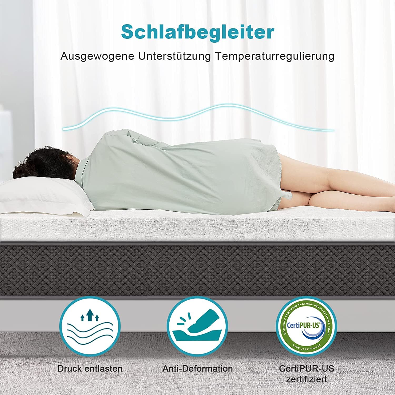 3 Inch Cooling Gel Memory Foam Mattress Topper - Queen Size with Removable Breathable Cover for Pressure Relief & Temperature Regulation | Perfect for Hot Sleepers, Back Pain Relief & Bed Comfort Upgrade