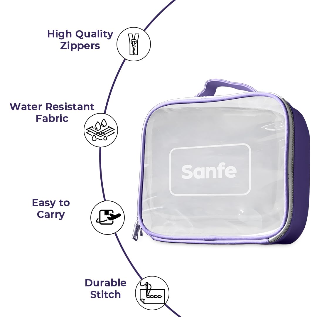 Sanfe Travel Pouch Kits - Waterproof Essential Organizer Bag for Women | Makeup, Toiletries & Jewelry Storage | Perfect for Travel, Gym & Daily Use (Purple)