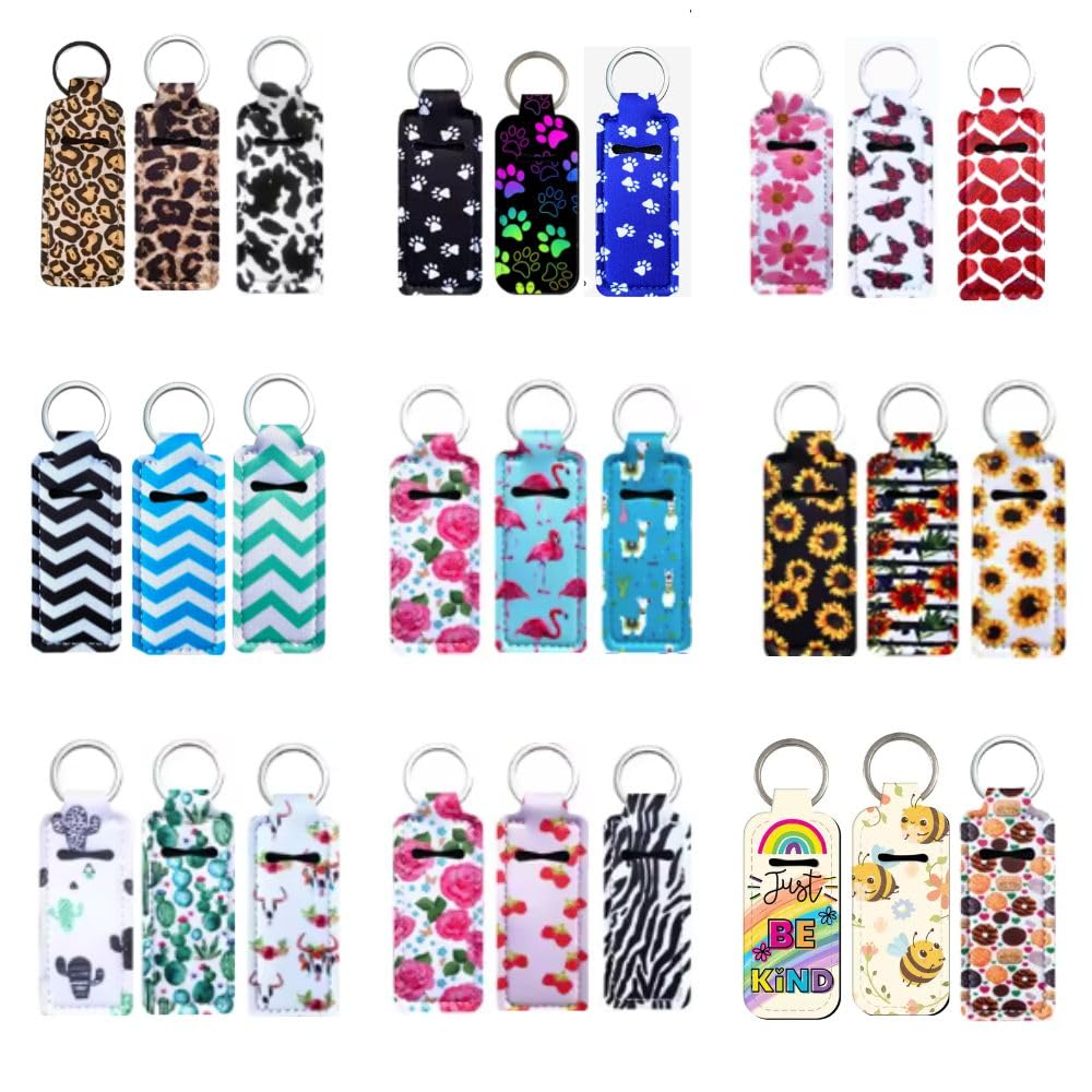 3-Piece Assorted Lip Balm Holder Keychain Set - Cute Keyring for Party Favors, Gift Bags & Everyday Carry (Perfect for Birthdays, Travel & Cosmetics Organization)