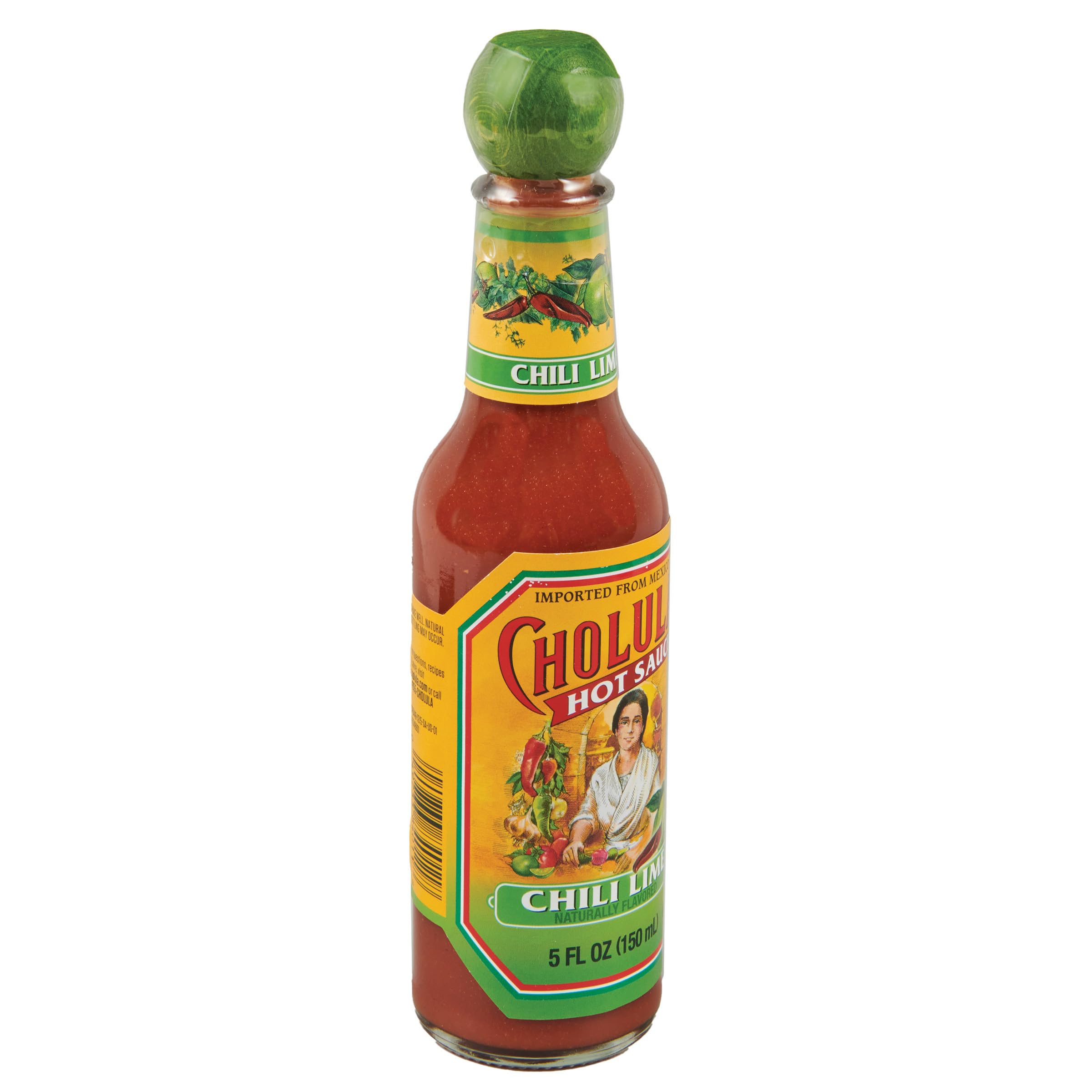 Cholula Hot Sauce Chili Lime Flavor - Kosher Certified, 5 fl oz (6-Pack) - Perfect for Tacos, Wings, and Mexican Cuisine