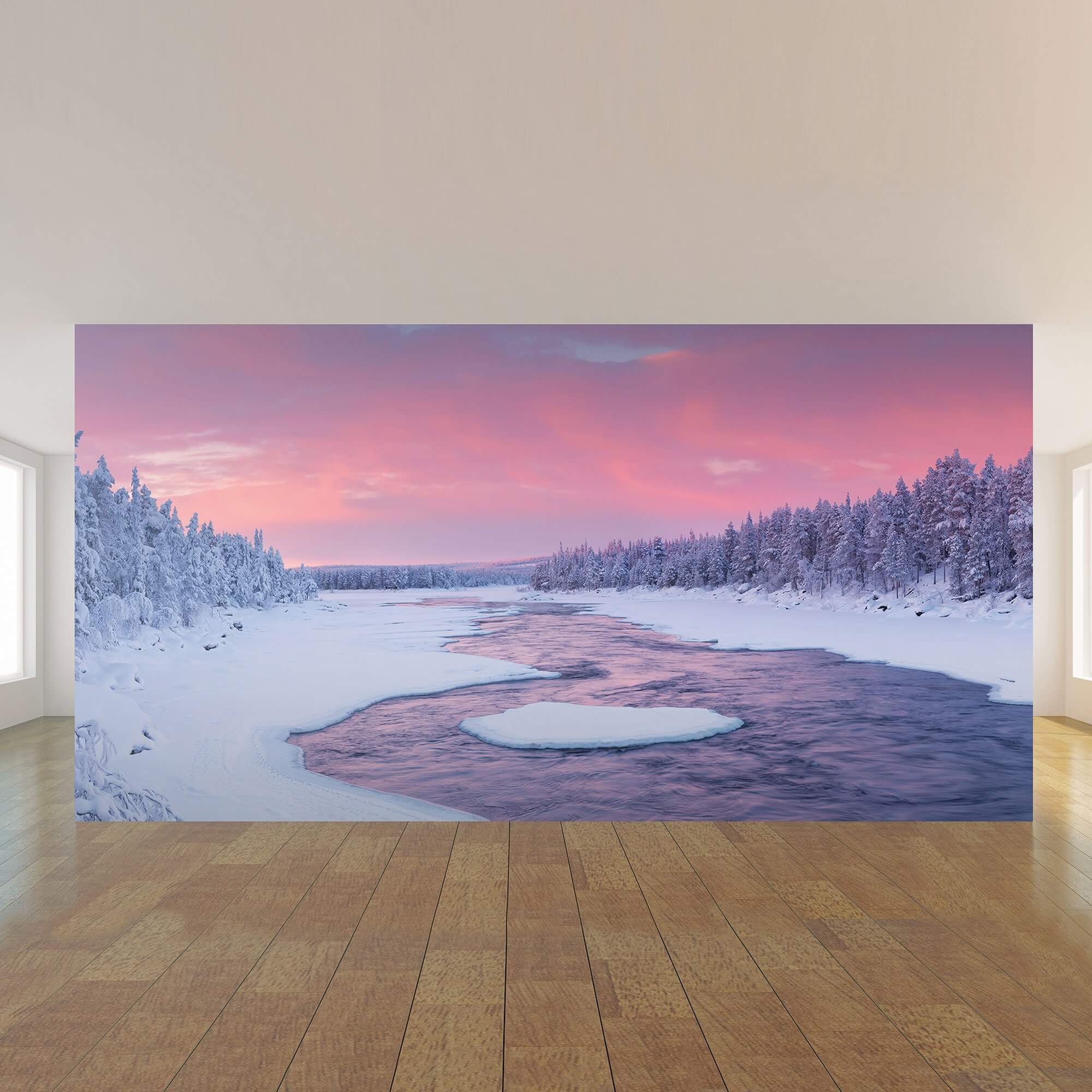 White Snow Landscape Peel and Stick Removable Wallpaper Mural 3068 - Perfect for Bedroom, Living Room, and Office Decor