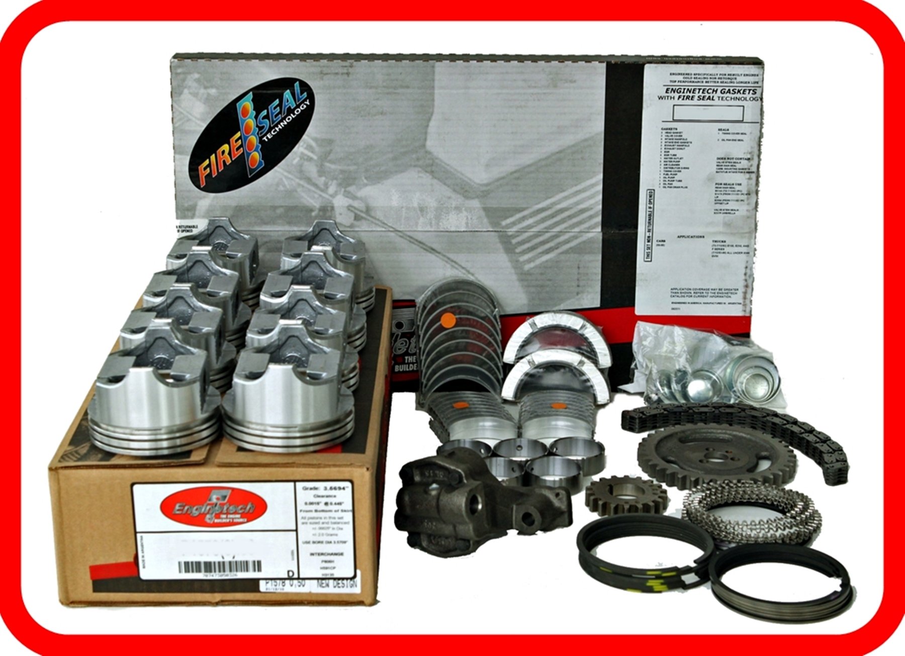 Chevrolet SBC GM 350 5.7L OHV V8 Engine Rebuild Overhaul Kit - Compatible with 1993-1995 Models (3/4