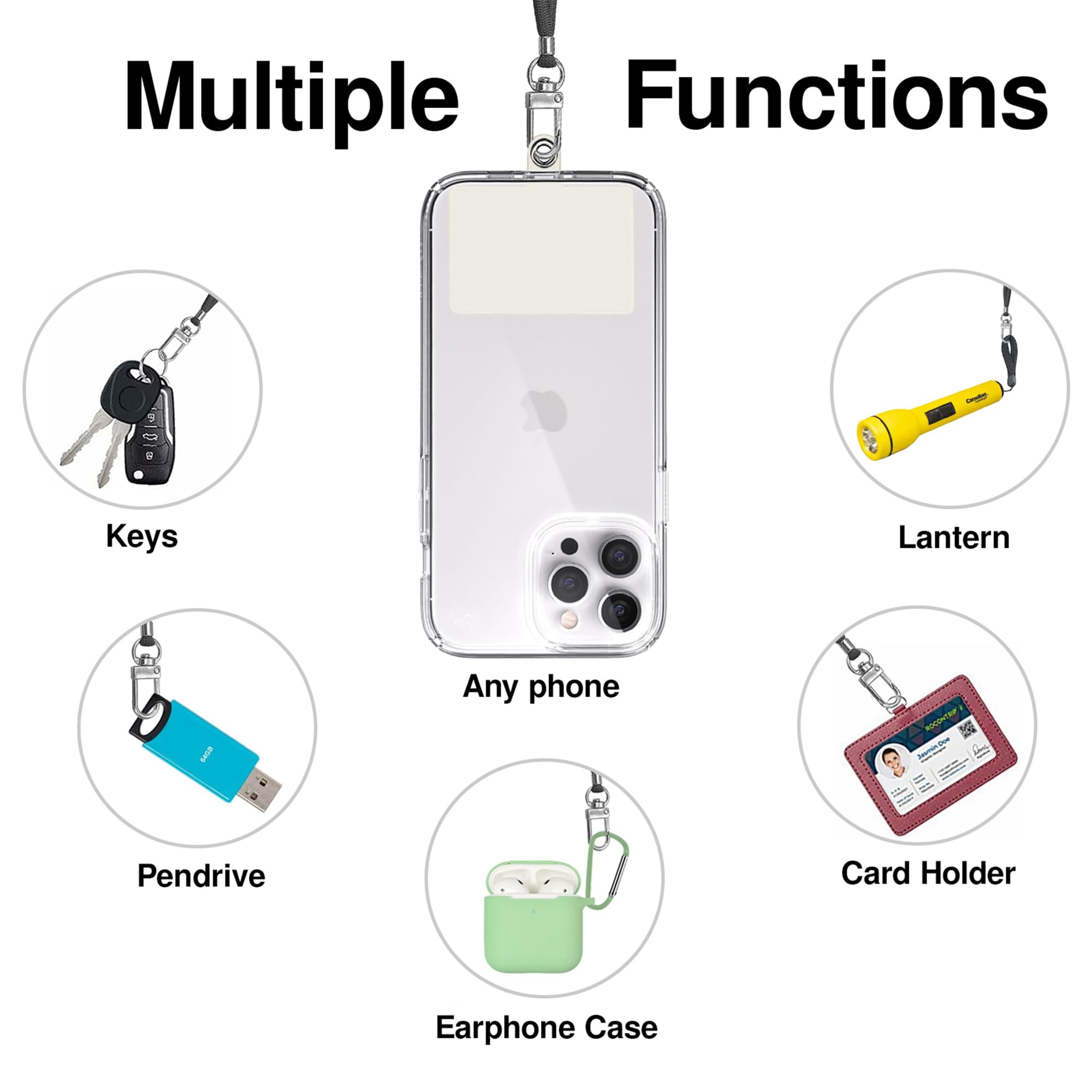 2X Universal Adjustable Phone Lanyard - Army Green & White Ice Patch - Comfortable Neck Strap for Smartphones - Crossbody Phone Holder for iPhone, Samsung, Galaxy - Perfect for Work, Travel, Gym & Outdoor Activities