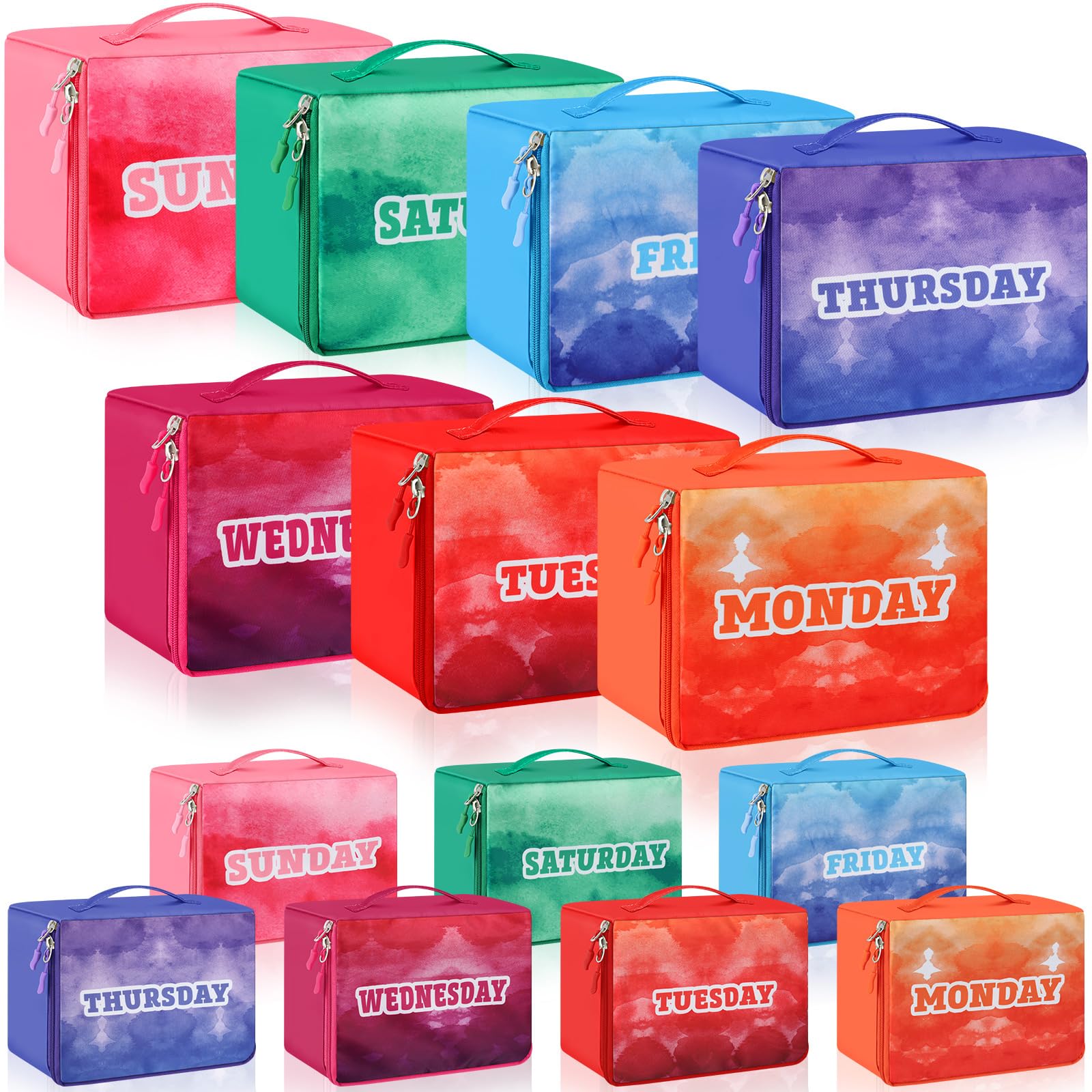 Paterr 14-Piece Kids Travel Packing Cubes Set - Colorful Weekday Compression Organizers for Luggage & Suitcase - Perfect for Camping, Family Vacations & School Trips