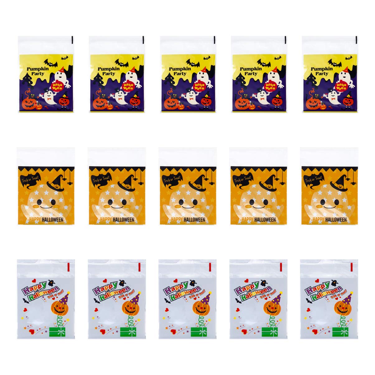 300Pcs Halloween Candy Bags - Clear Plastic Treat Bags for Halloween Party Favors, Cookie Bags & Goodie Bags Fillers | Perfect for Trick-or-Treating, Classroom Treats & Halloween Party Favors