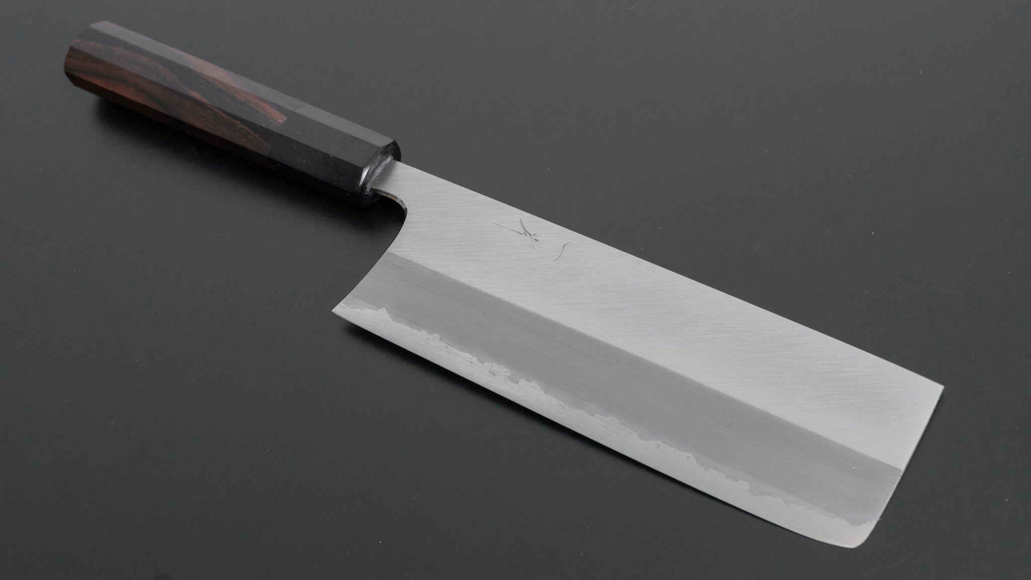 Hitohira Togashi White #1 Stainless Clad Migaki Nakiri 180mm Japanese Chef Knife with Taihei Makassar Ebony Handle - Perfect for Precision Vegetable Cutting & Slicing in Professional Kitchens & Home Cooking