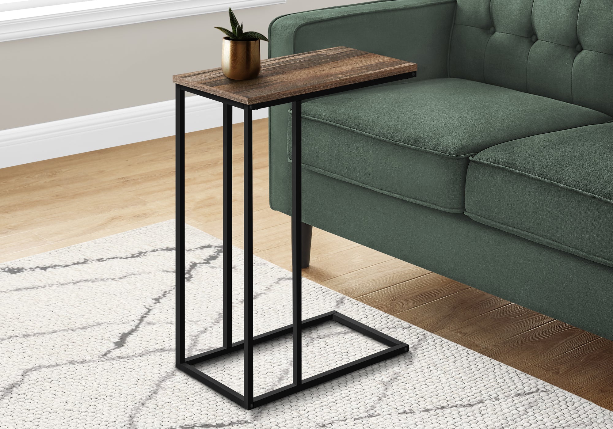 Reclaimed Wood Accent Table - 25 Inch Height, Brown Finish with Black Metal Base - Perfect for Living Room, Bedroom or Entryway Decor