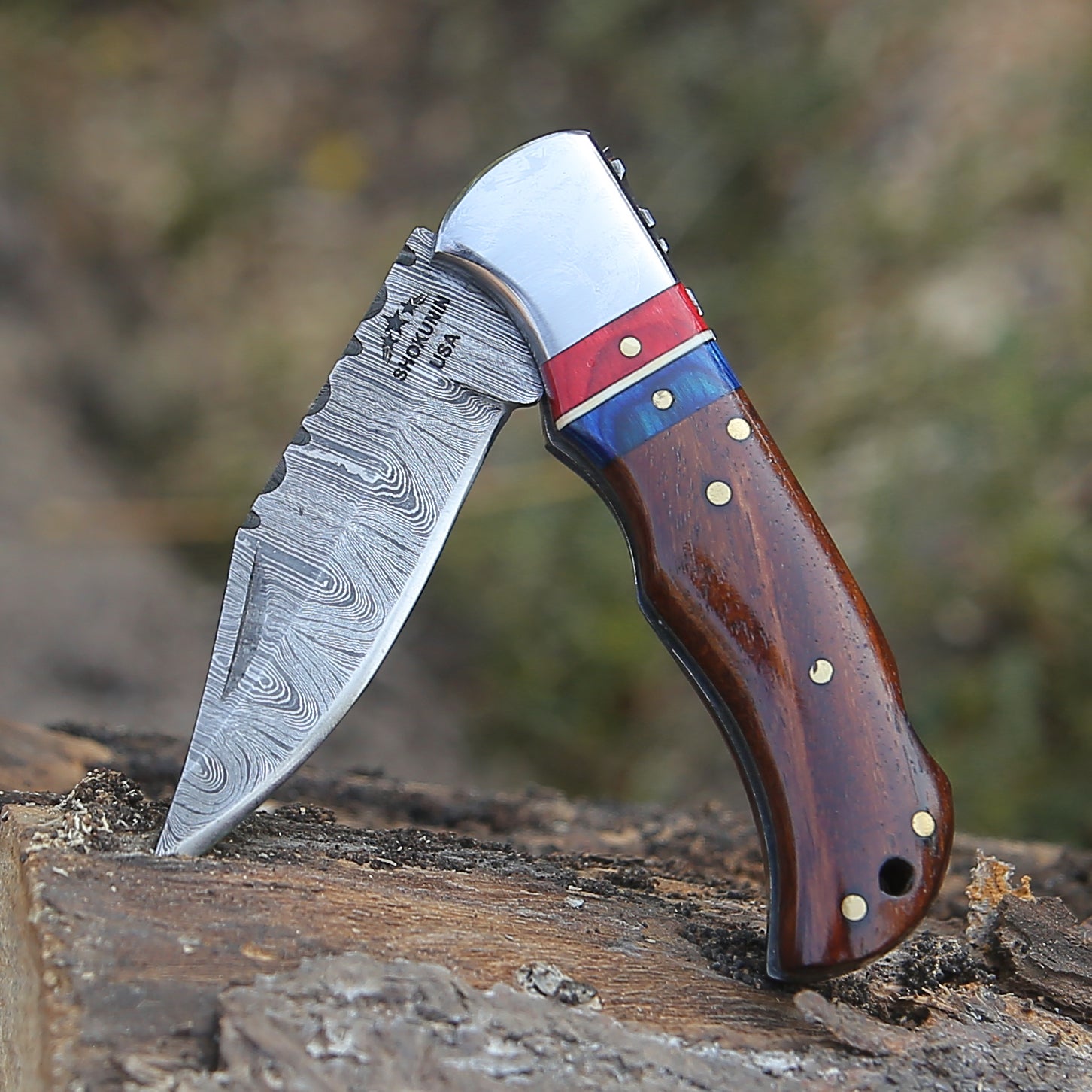Premium Rogue Folding Pocket Knife with Rosewood Handle - Compact EDC Knife for Camping, Hiking & Outdoor Adventures
