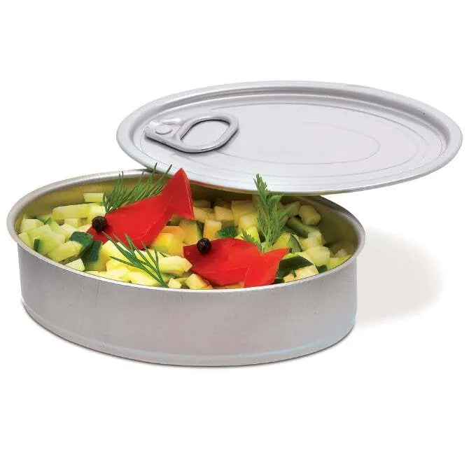 Comatec Oval Sardine Tin with Easy Pull Tab Lid - 4oz Airtight Food Storage Container - Perfect for Camping, Hiking, and Emergency Food Supplies