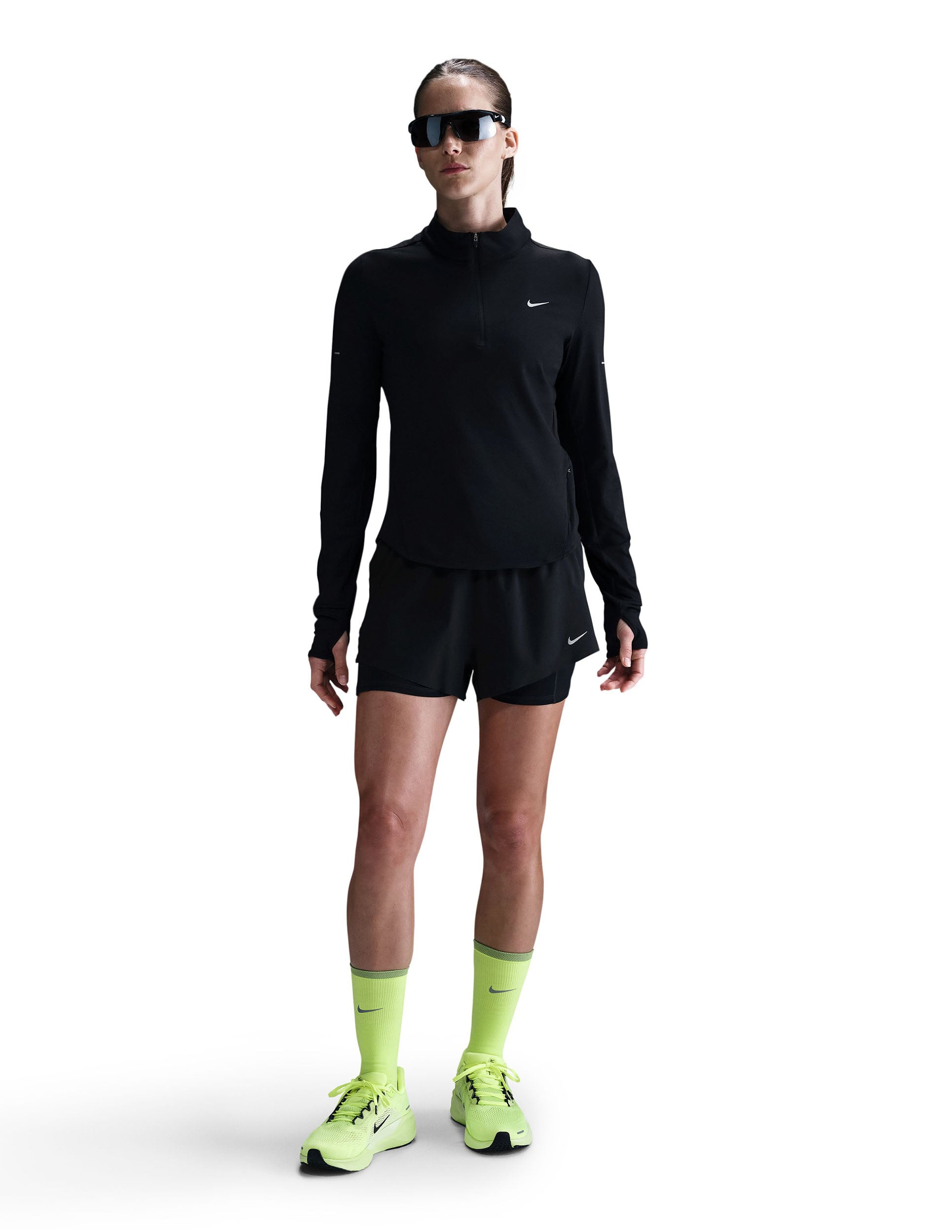 Swift Dri-FIT UV Protection 1/4 Zip Running Shirt - Black/Reflective Silver for Men | Moisture-Wicking Performance Top for Jogging, Hiking & Outdoor Workouts
