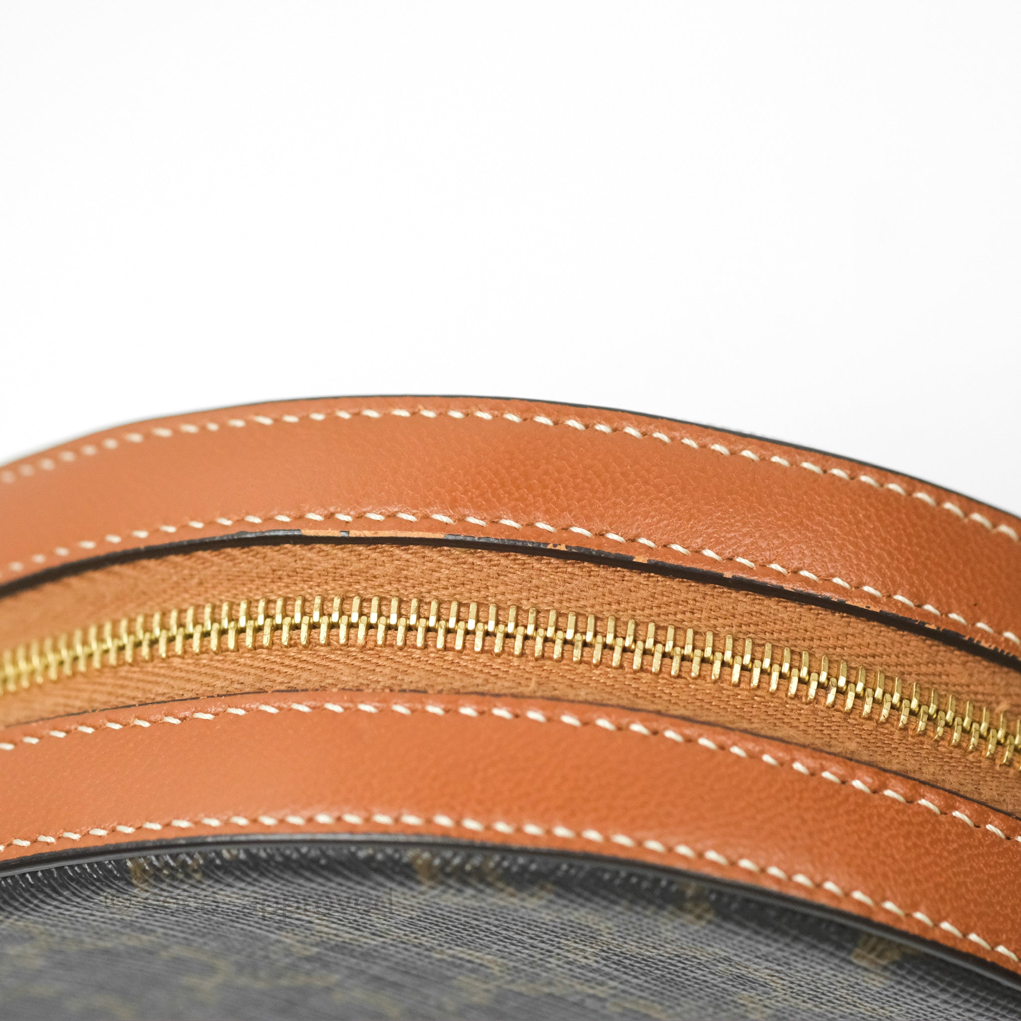 Celine Triomphe Canvas Round Crossbody Bag with Strap - Tan Leather Shoulder Purse for Women | Perfect for Everyday Use, Work & Travel