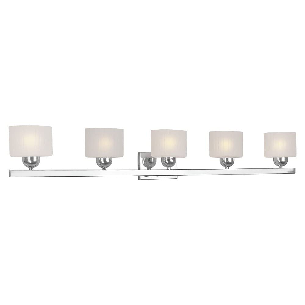 Chrome Finish 5-Light Bathroom Wall Sconce with Oval Satin Etched Glass Shades - Perfect for Vanity Lighting, Powder Room Decor & Spa-Style Bathroom Ambiance