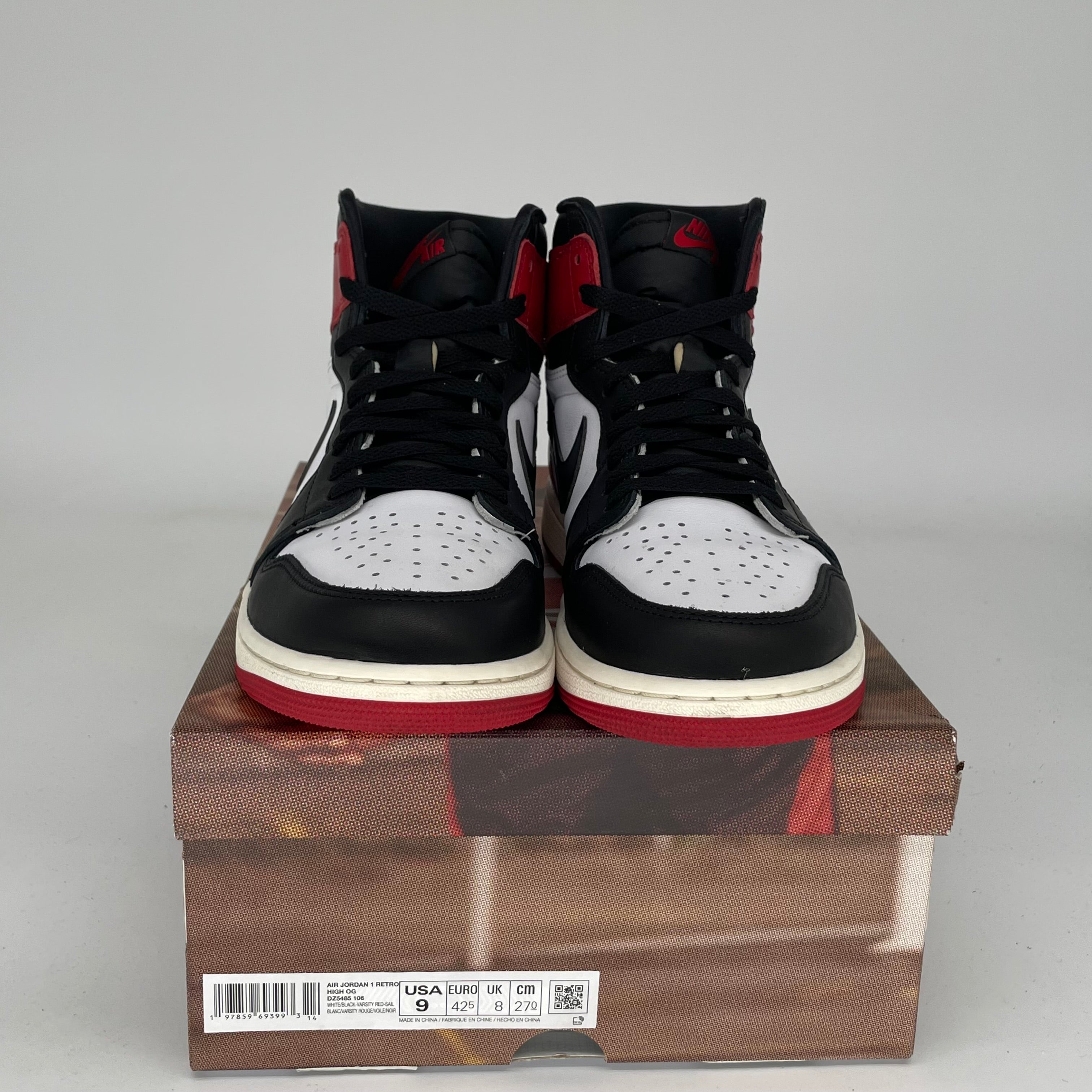 Air Jordan 1 Black Toe Reimagined Sneakers - Size 9 (DZ5485-106) | Retro Basketball Shoes for Men - Perfect for Streetwear, Casual Outfits & Sneaker Collectors