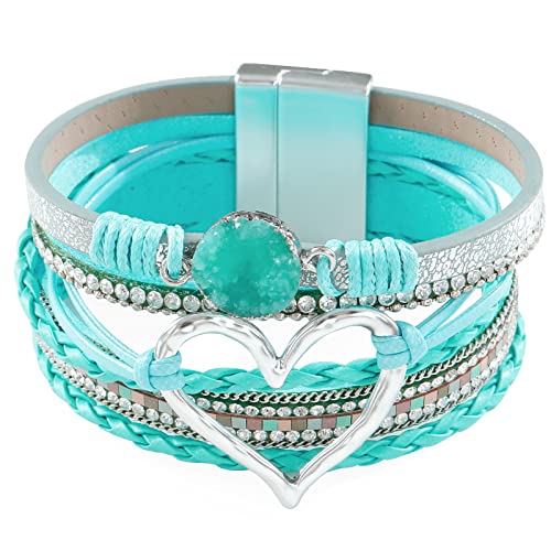 B3: green leather warp bracelet