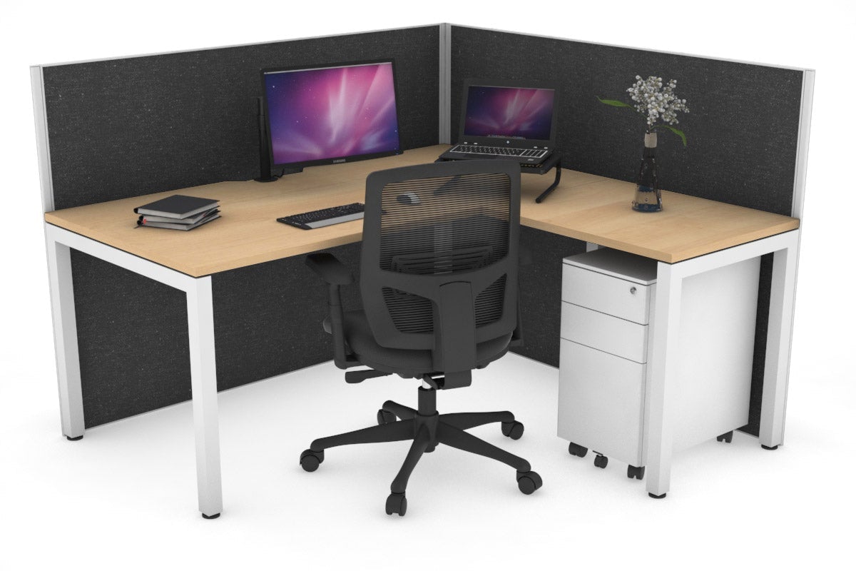 Horizon Quadro Square Legs L-Shaped Corner Office Desk - 1800L x 1800W with Cable Management | Modern Home & Office Workspace Solution for Professionals & Gamers