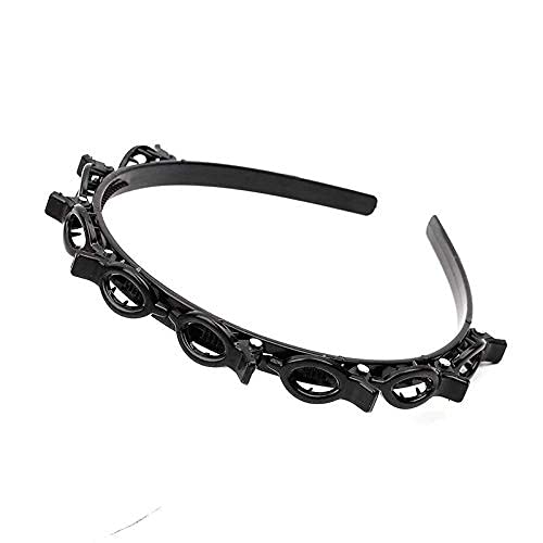 Treza Double Layer Twist Plait Headband - Plastic Hair Clips & Hair Pins for Women & Girls - Hair Styling Accessories (Pack of 1, Black) - Perfect for School, Work, Parties & Everyday Hairstyles
