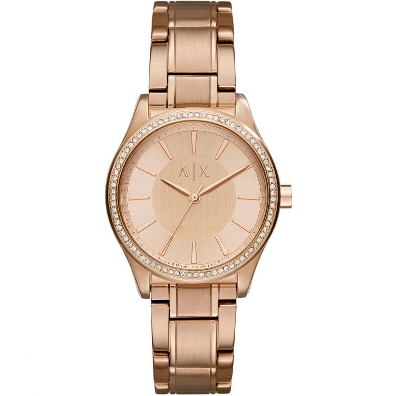 ARMANI EXCHANGE AX5442 Women's Rose Gold Stainless Steel Analog Quartz Watch - Elegant Fashion Accessory for Work, Parties & Everyday Wear