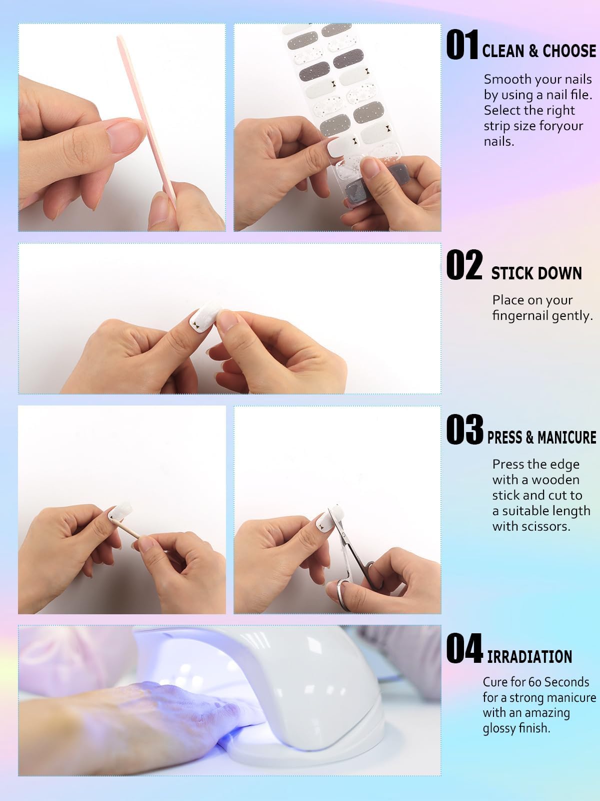 Kalolary Snowflake Gel Nail Strips - Winter Nail Art Stickers with Nail File & Stick | Long-Lasting Gel Polish Wraps for UV/LED Lamp | Perfect for Holiday Parties, Christmas Nail Designs & Winter Manicures