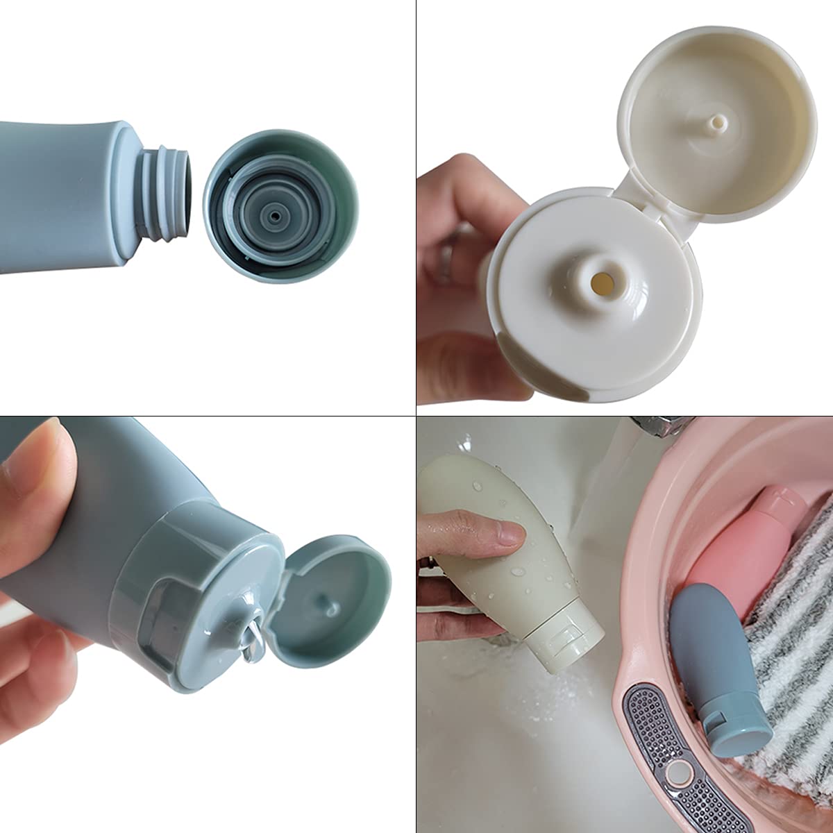 LIYUABU 3-Piece Travel Bottle Set - 60ml Leak-Proof Empty Plastic Squeeze Bottles for Shampoo, Conditioner & Toiletries - Includes Storage Bag (Multicolor) - Perfect for Air Travel, Gym & Vacation Essentials