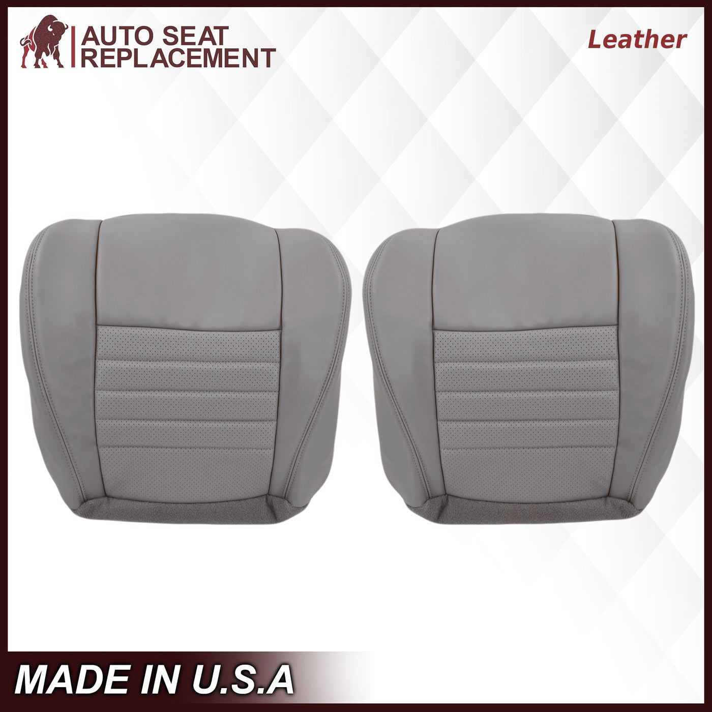 1999-2004 Ford Mustang GT Convertible Perforated Seat Covers - Medium Graphite Gray | Custom Fit Leather Replacement | Perfect for Road Trips & Car Shows