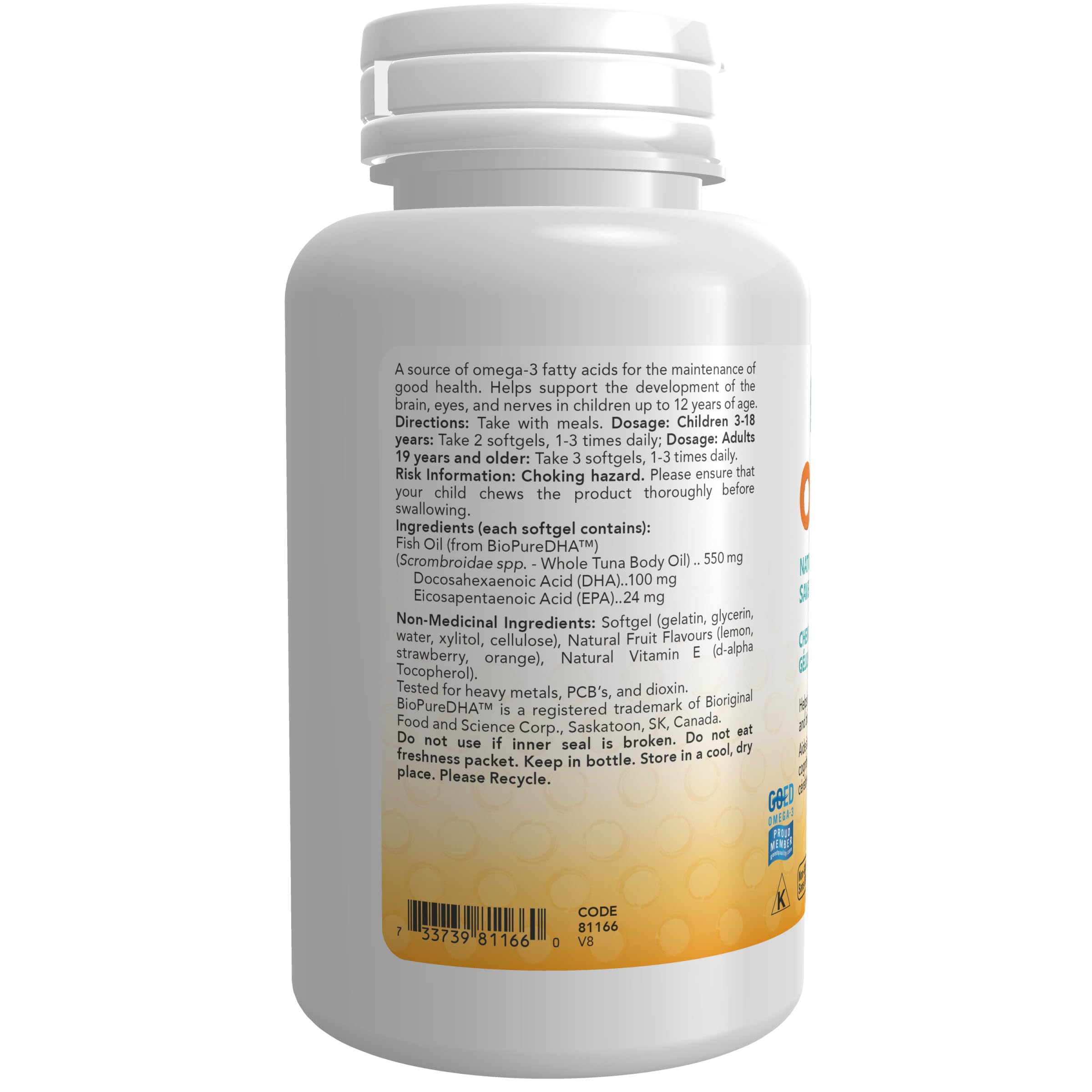 Now Kids Omega-3 Fish Oil Supplement - 100 Softgel Chewables for Children's Brain & Eye Development - Delicious Berry Flavor for Picky Eaters - Perfect for School Lunchboxes & After-School Snacks