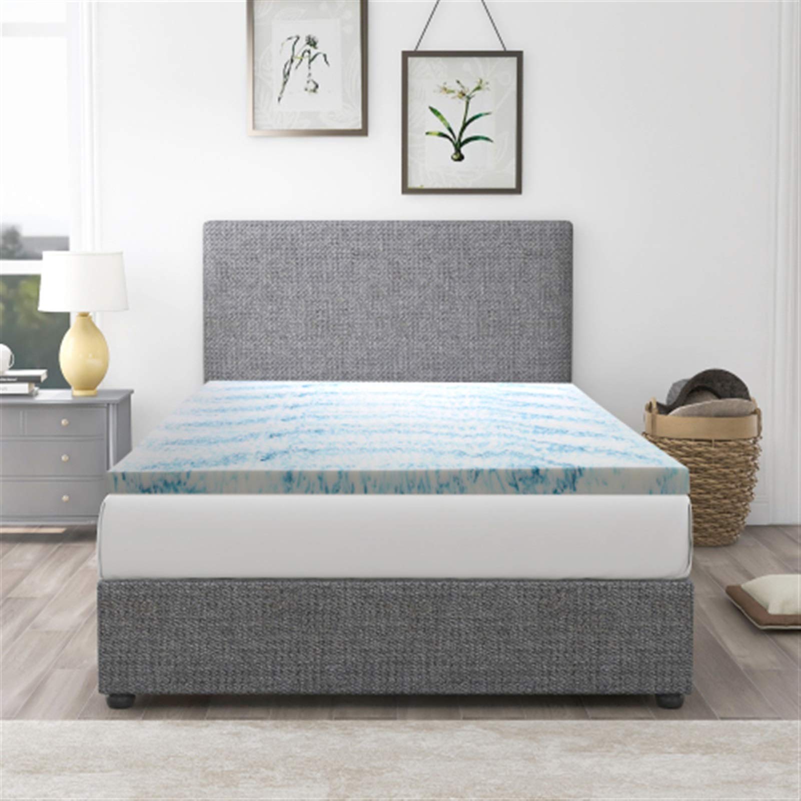 3 Inch Gel & Aloe Infused Memory Foam Mattress Topper Queen Size - Cooling Pressure Relief for Back, Hip & Shoulder Pain - Perfect for Hot Sleepers & Side Sleepers - Fits Queen Beds