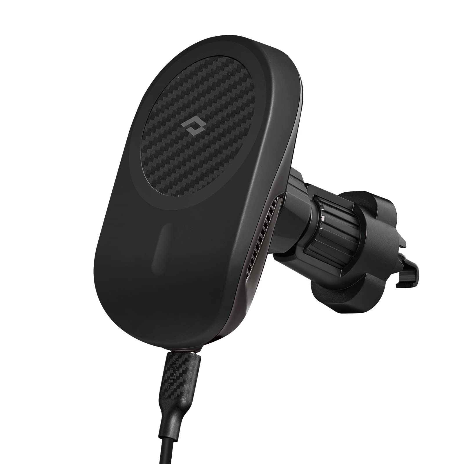 PITAKA MagSafe Car Mount for iPhone 15/14/13 Series & Galaxy S23/S22 - 360° Rotating Air Vent Phone Holder with Built-in Cooling Fan | MagEZ Car Mount Pro Compatible with MagEZ Case | Perfect for Road Trips, Commuting & Hands-Free Navigation