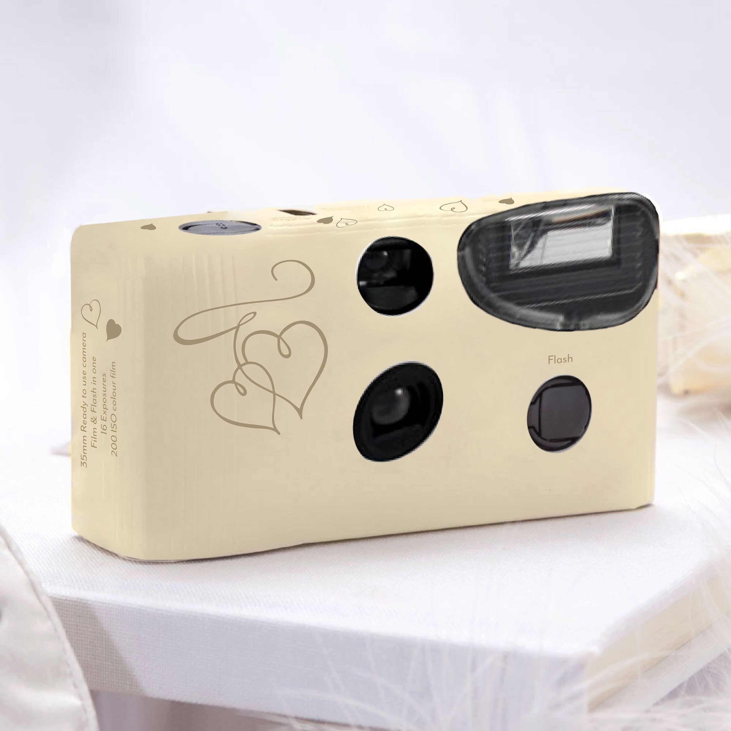 Weddingstar Disposable Camera with Flash - Gold Enchanted Hearts (10 Pack) for Wedding, Party, Anniversary & Special Events Photography
