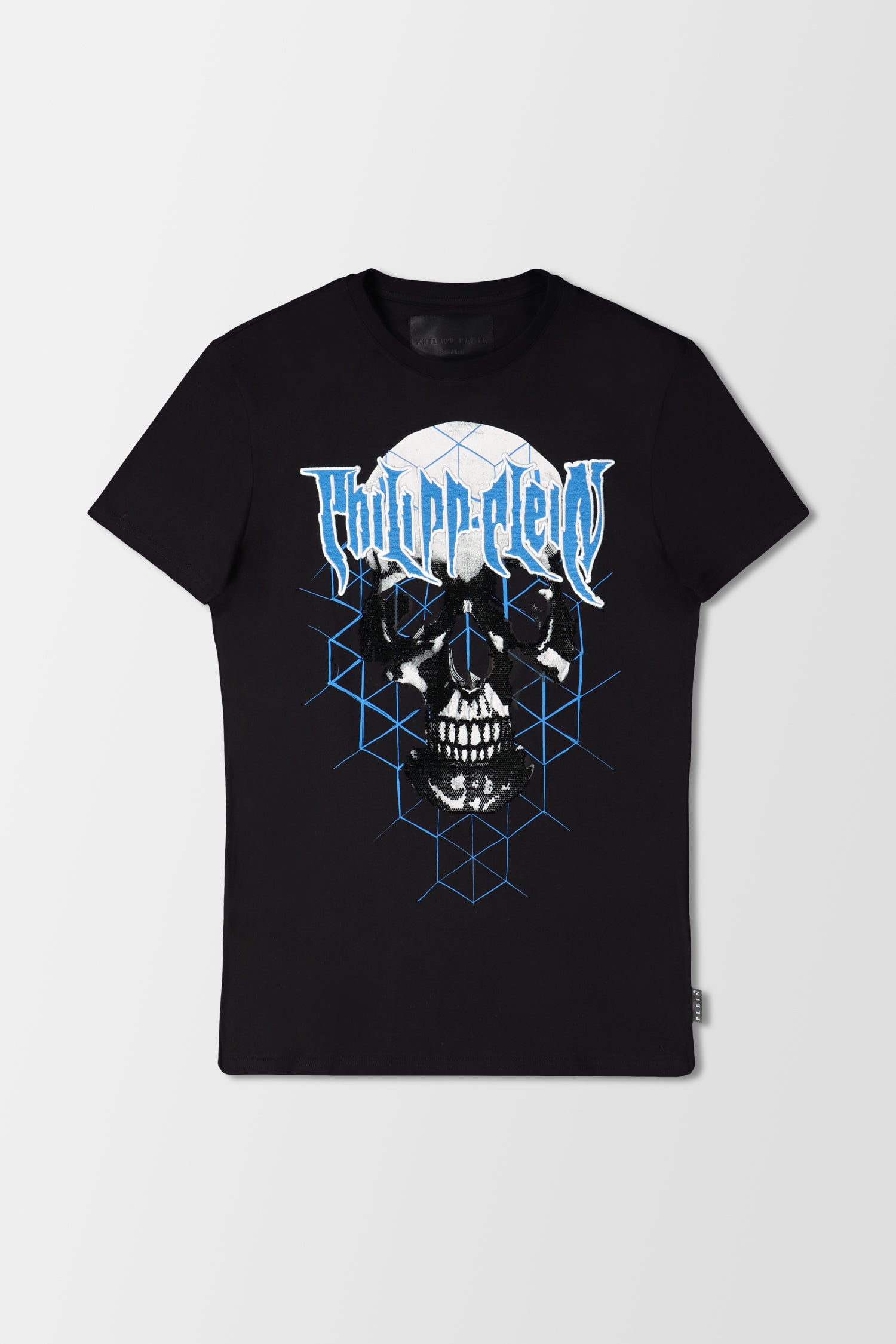 Philipp Plein Black Round Neck Short Sleeve Skull Crystal T-Shirt for Men - Stylish Gothic Streetwear for Casual Outings & Nightlife