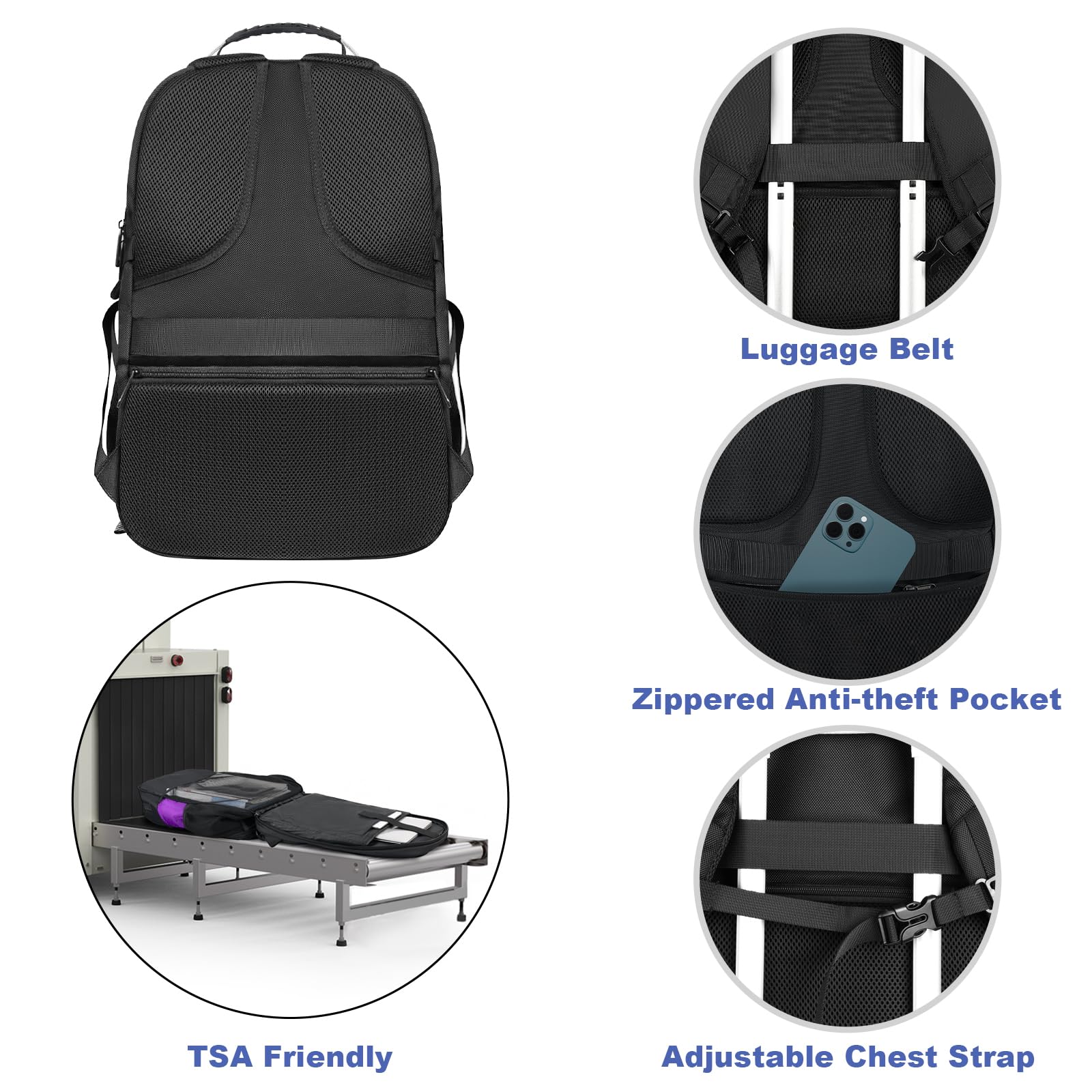 Z-MGKISS Extra Large Laptop Backpack 18.4-19 Inch - Water-Resistant Travel Backpack for Men & Women, USB Charging Port, Multiple Compartments - Perfect for Work, School, College & Business Trips