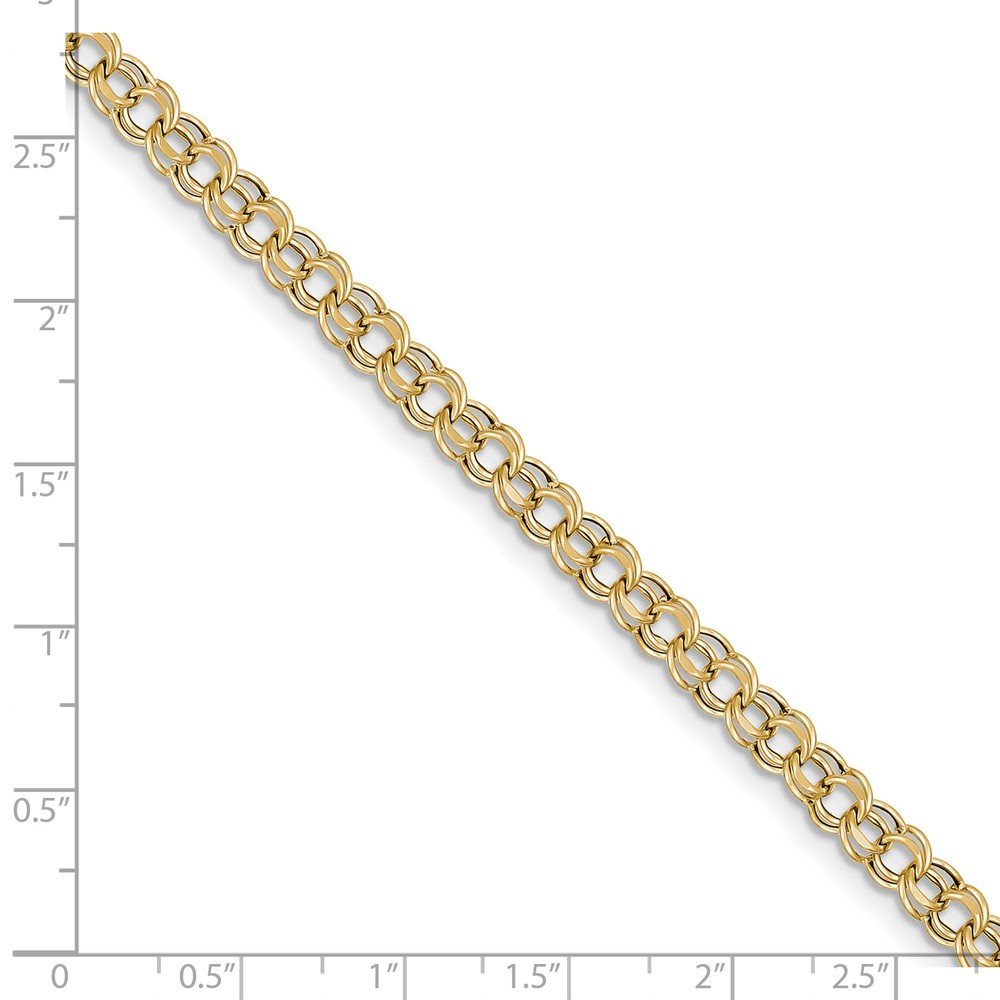 10K Yellow Gold Lite 5mm Double Link Charm Bracelet for Women - Elegant Dainty Jewelry Gift for Birthday, Anniversary & Special Occasions