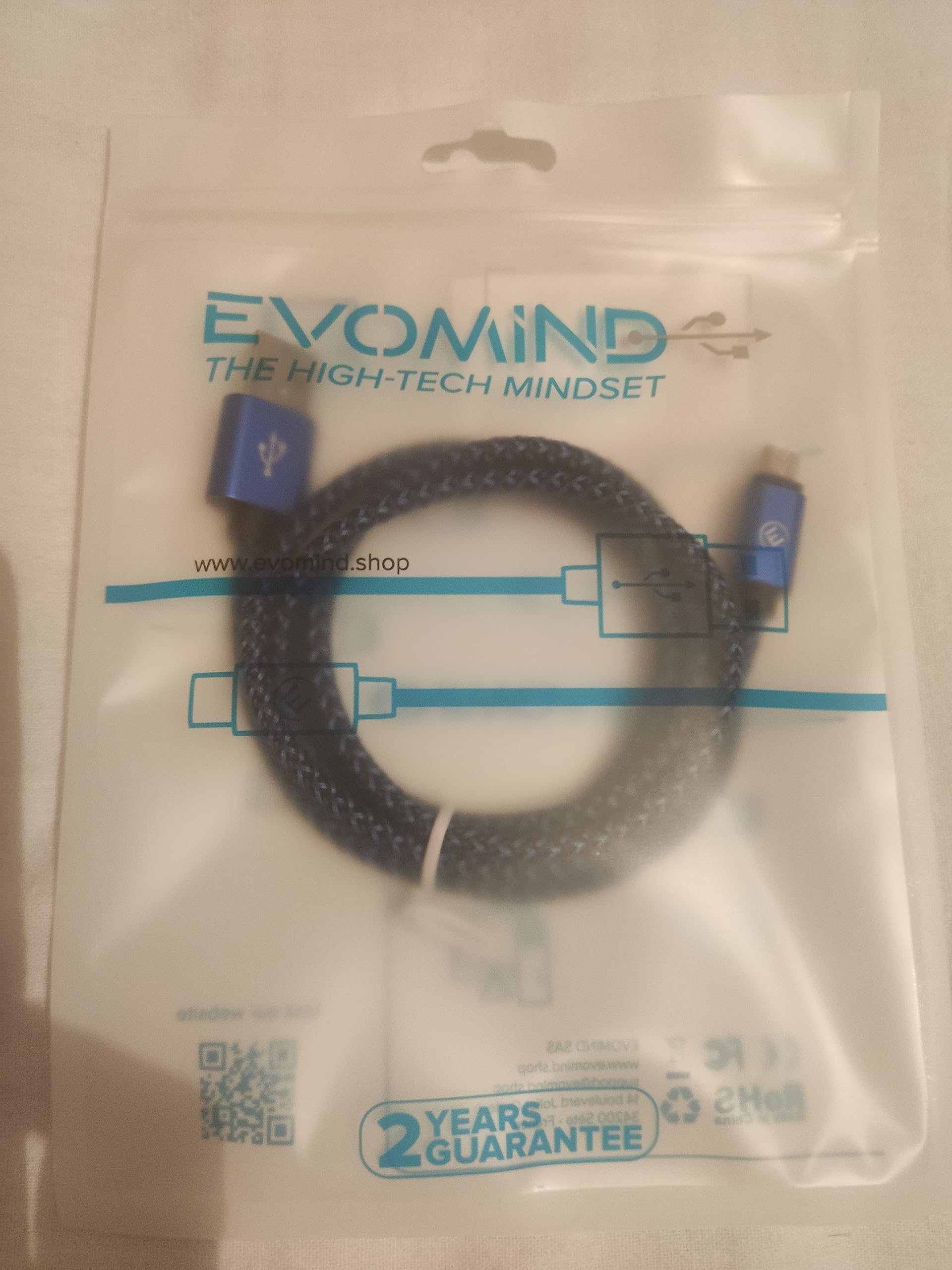 EVOMIND Braided Nylon Micro USB Cable 1M - Fast Charging & High-Speed Data Sync Cable for Samsung Galaxy S7/S6/A10/J, Xiaomi Redmi 9C/6A/Note 6 Pro, PS4/Xbox One Controller - Durable Tangle-Free Charger for Phones, Tablets, Gaming Devices & More (1M, Blue)
