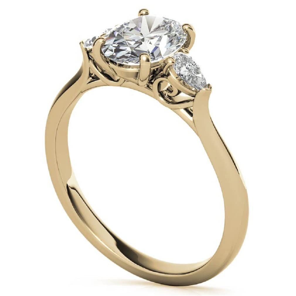 1.5 CT Oval Three Stone Moissanite Engagement Ring for Women - 925 Silver 10K/14K/18K Solid Yellow Gold Wedding Bridal Ring - Anniversary Promise Gift for Her - Perfect for Proposals, Weddings & Special Occasions